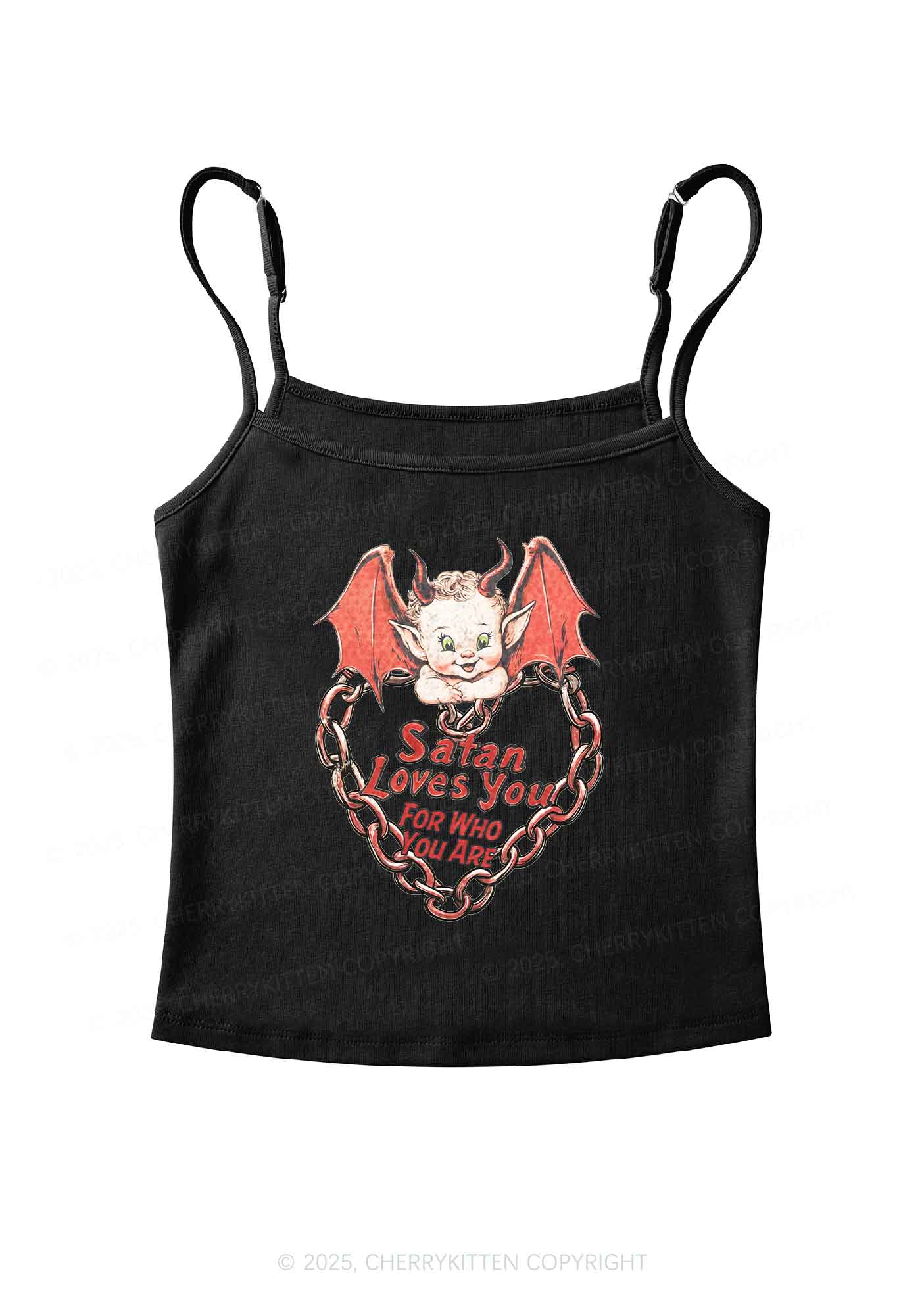 Satan Loves You Y2K Spaghetti Strap Cami Cherrykitten - Image 3