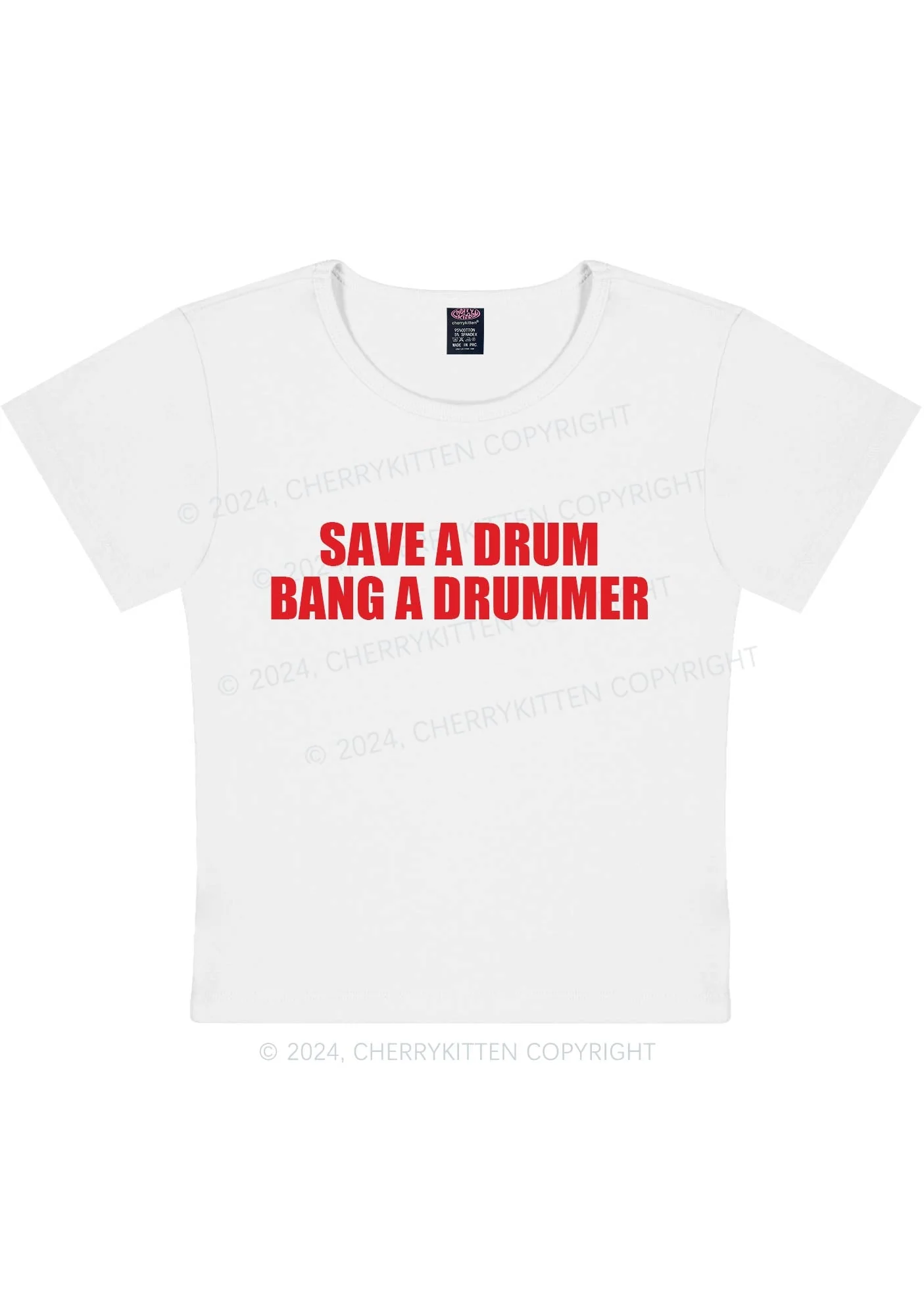 Save A Drum Y2K Baby Tee Cherrykitten - Image 11