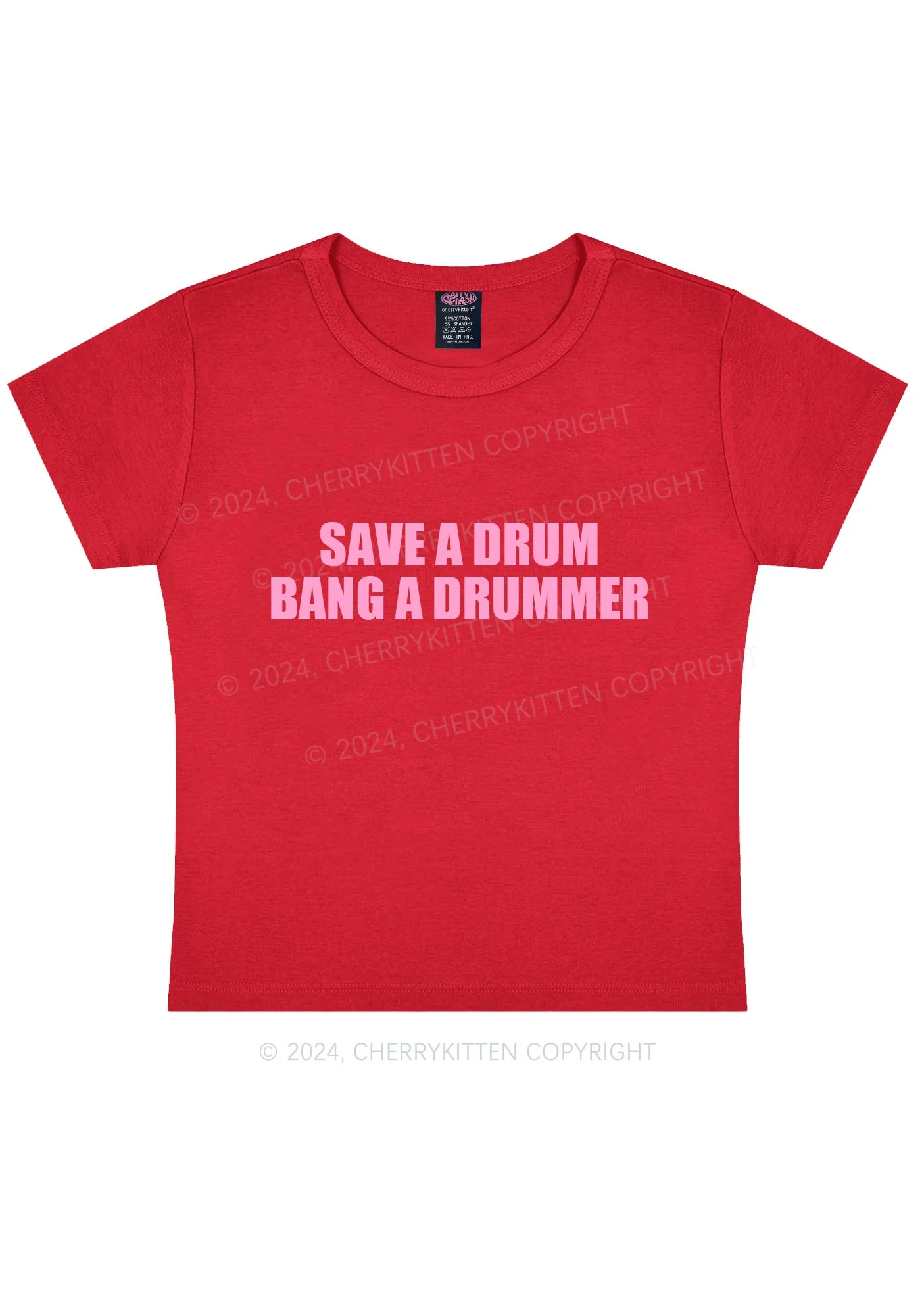 Save A Drum Y2K Baby Tee Cherrykitten - Image 3