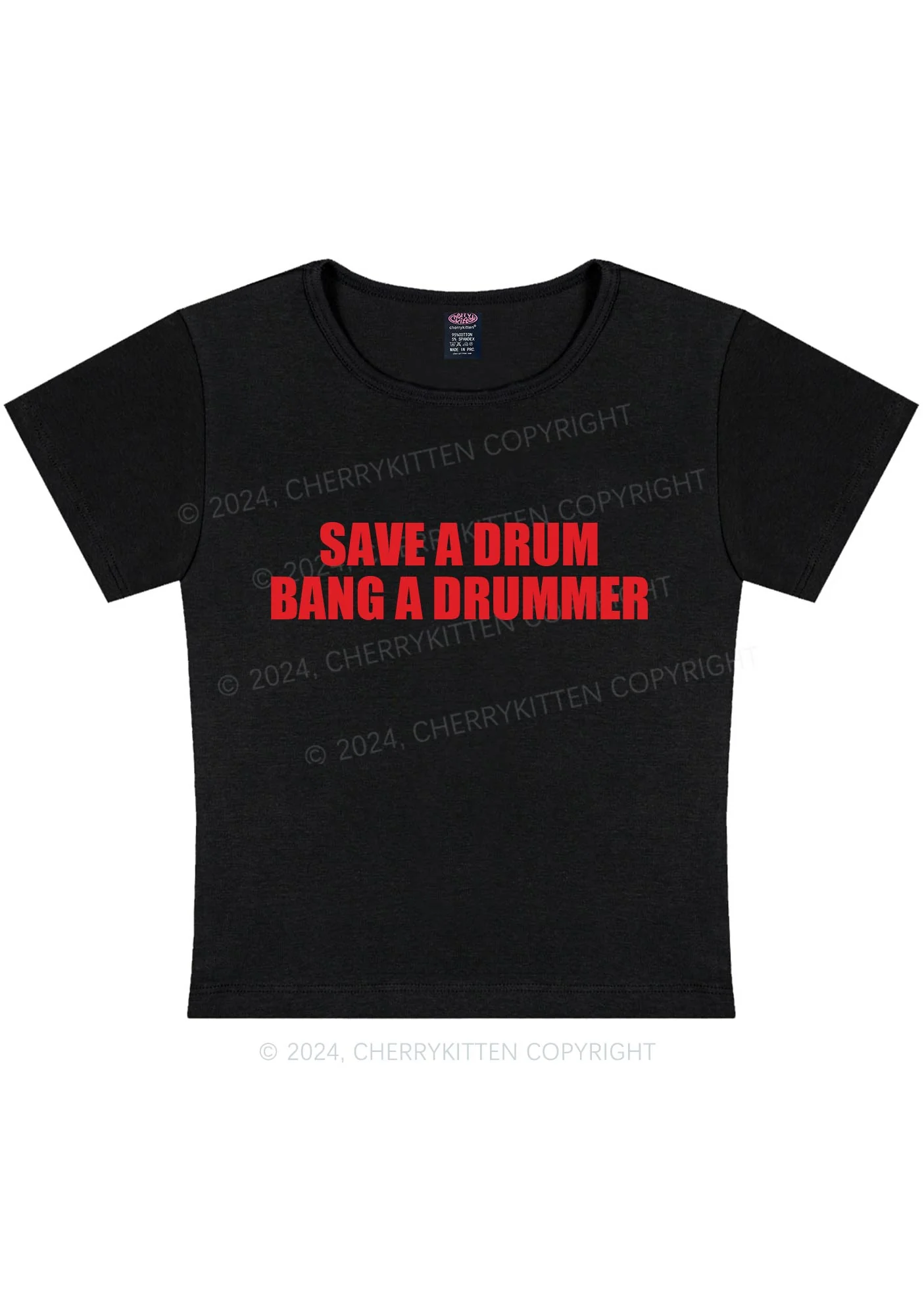 Save A Drum Y2K Baby Tee Cherrykitten - Image 4