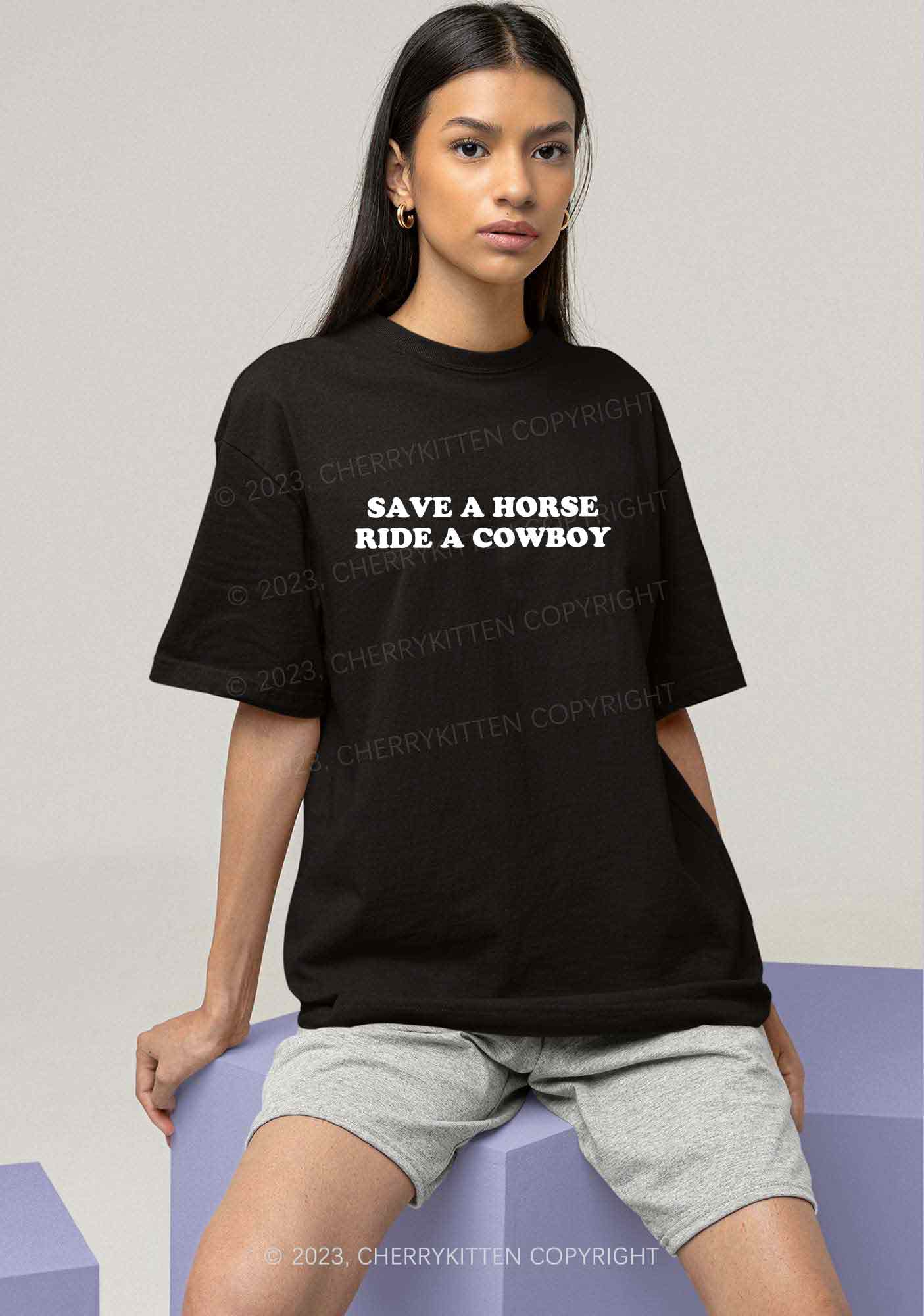 Save A Horse Ride A Cowboy Y2K Chunky Shirt Cherrykitten - Image 2