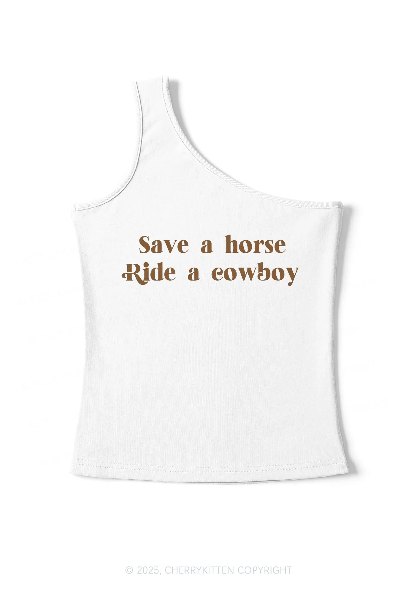 Save A Horse Ride A Cowboy Y2K One Shoulder Tank Top Cherrykitten - Image 4