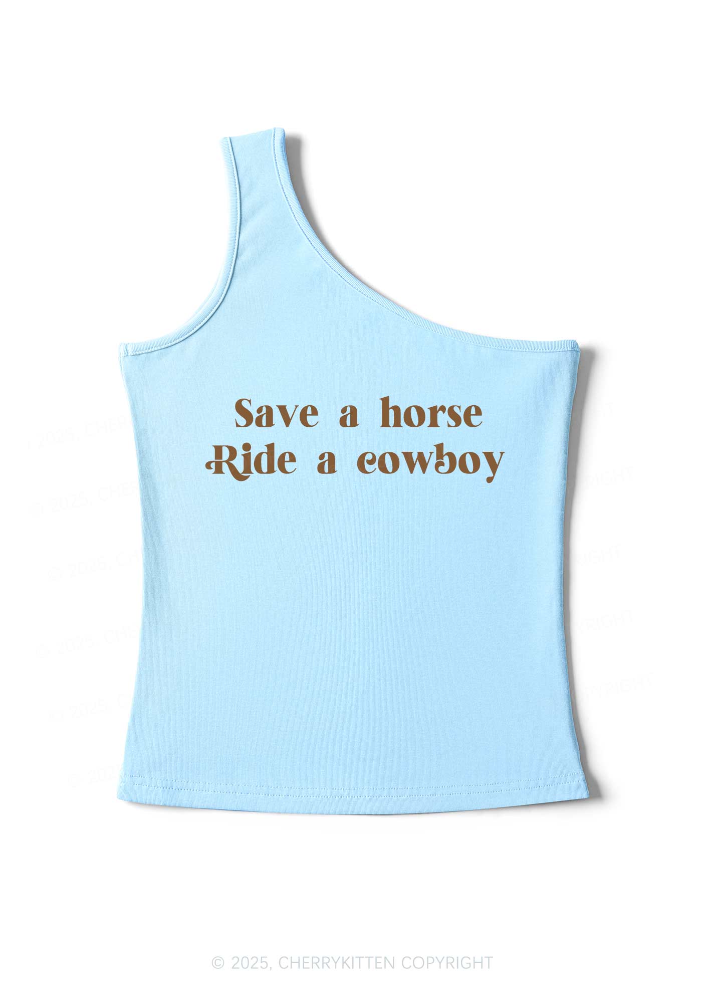 Save A Horse Ride A Cowboy Y2K One Shoulder Tank Top Cherrykitten - Image 6