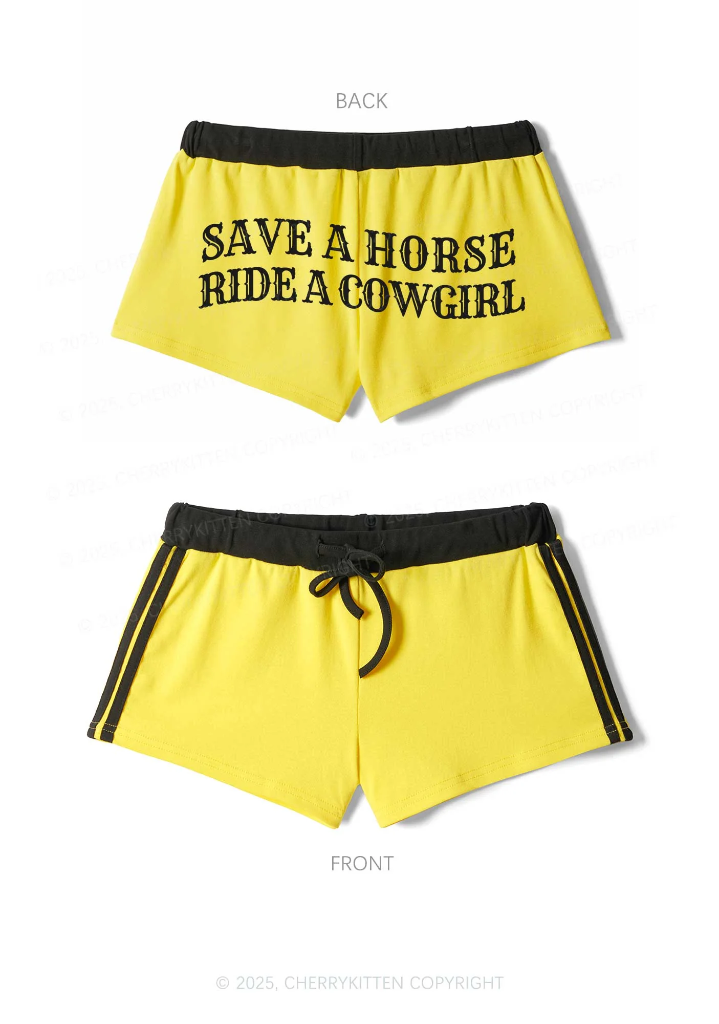 Save A Horse Ride A Cowgirl Y2K Drawstring Mini Shorts Cherrykitten - Image 3