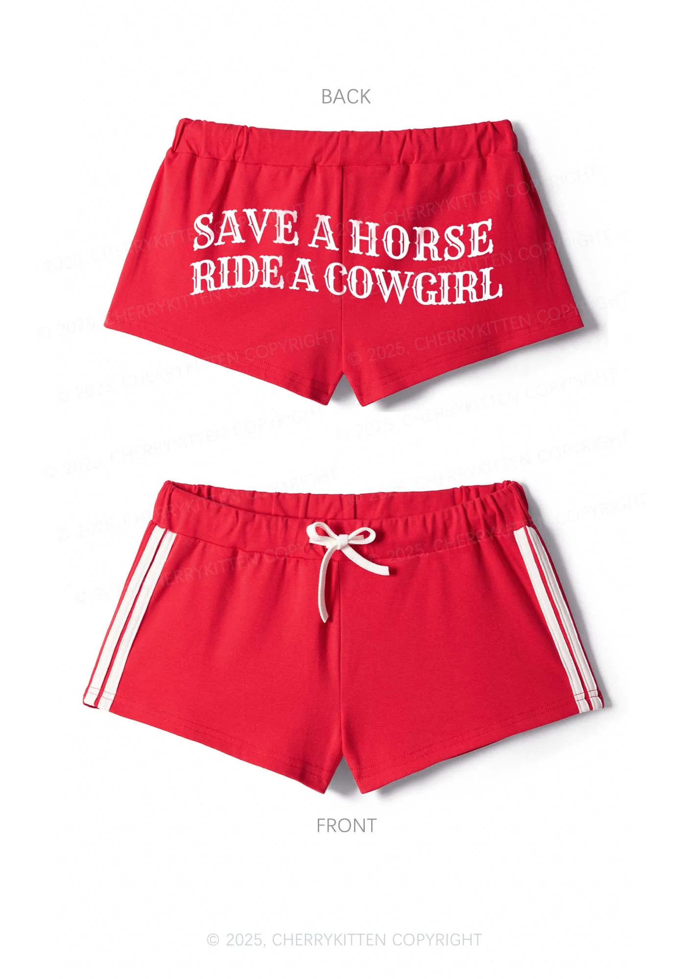 Save A Horse Ride A Cowgirl Y2K Drawstring Mini Shorts Cherrykitten - Image 4