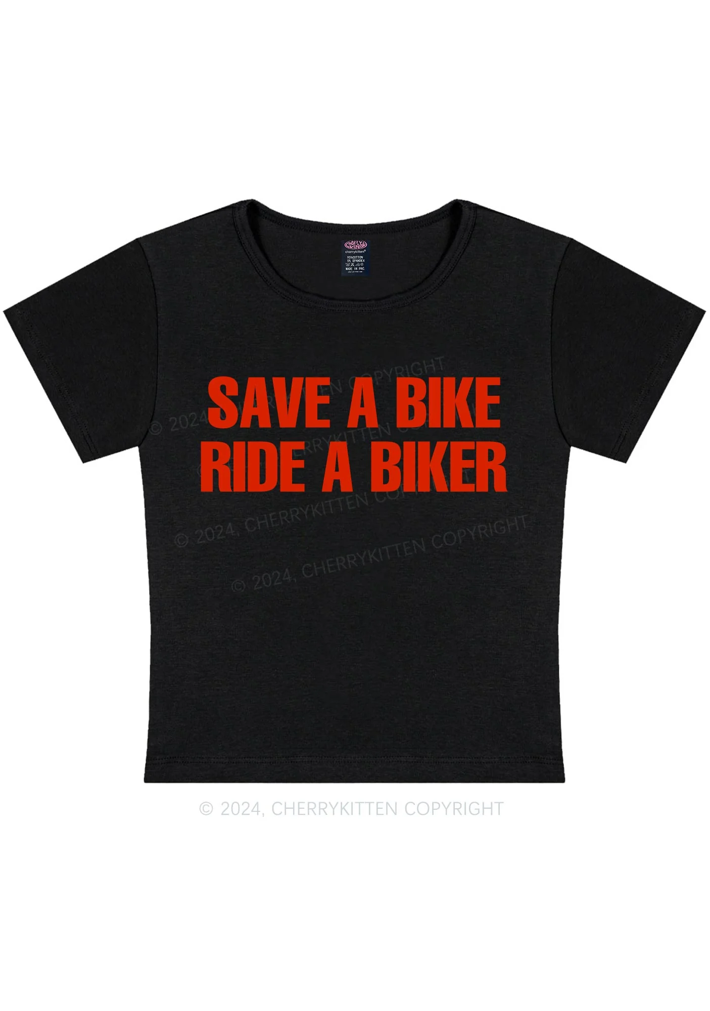 Save Bike Ride Biker Y2K Baby Tee Cherrykitten - Image 3