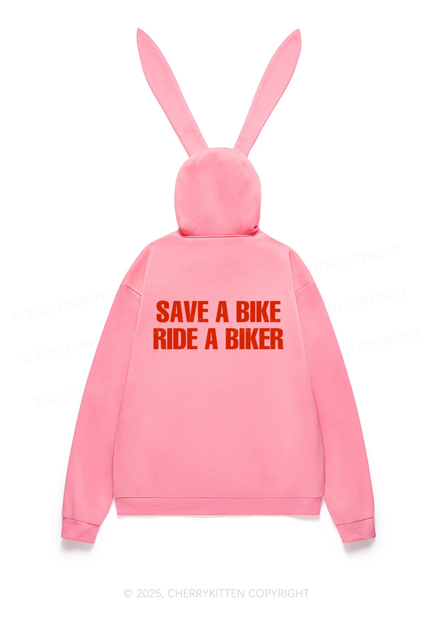 Save Bike Ride Biker Y2K Bunny Ear Zip Hoodie Cherrykitten - Image 4