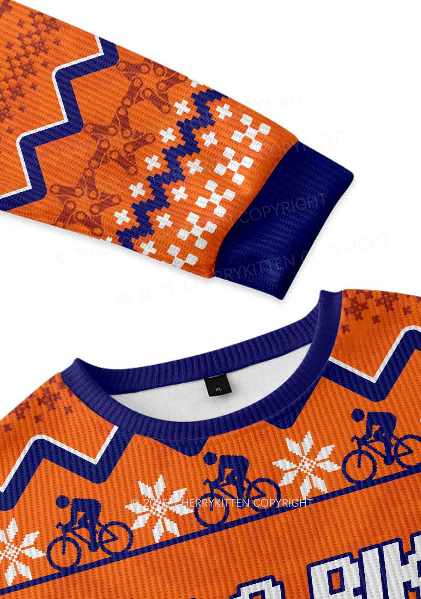Save Bike Ride Biker Y2K Christmas Knit Sweatshirt Cherrykitten - Image 3