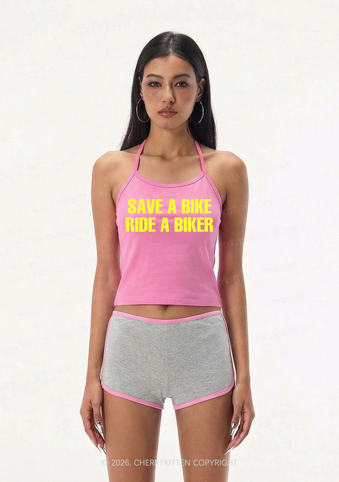 Save Bike Ride Biker Y2K Halter Neck Cami Cherrykitten - Image 2