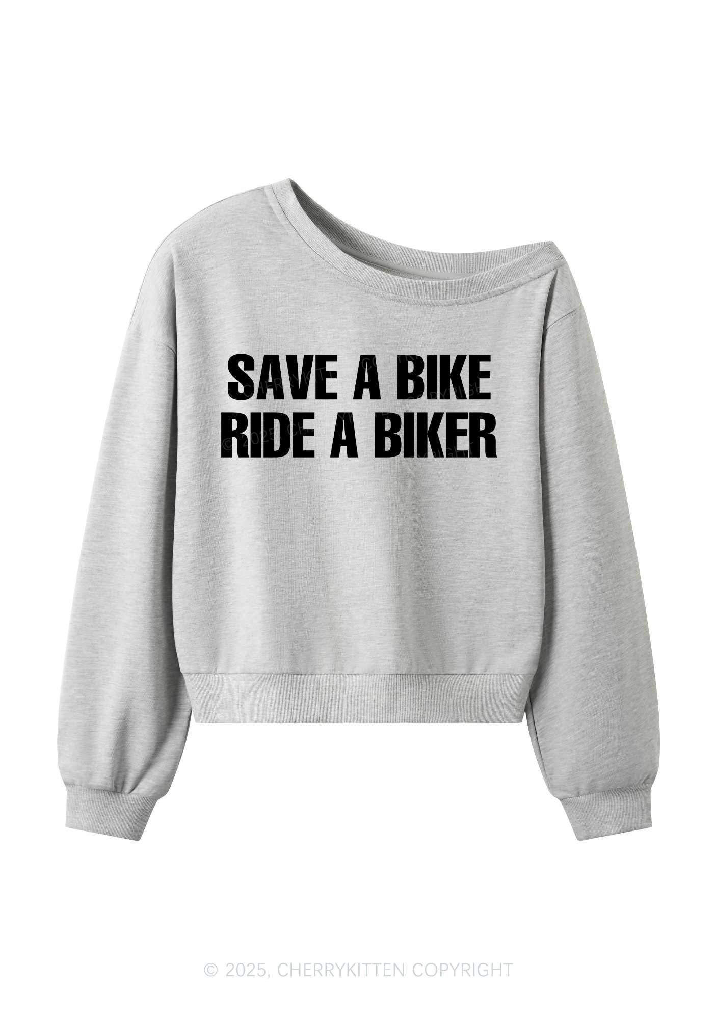 Save Bike Ride Biker Y2K Off Shoulder Sweatshirts Cherrykitten - Image 3