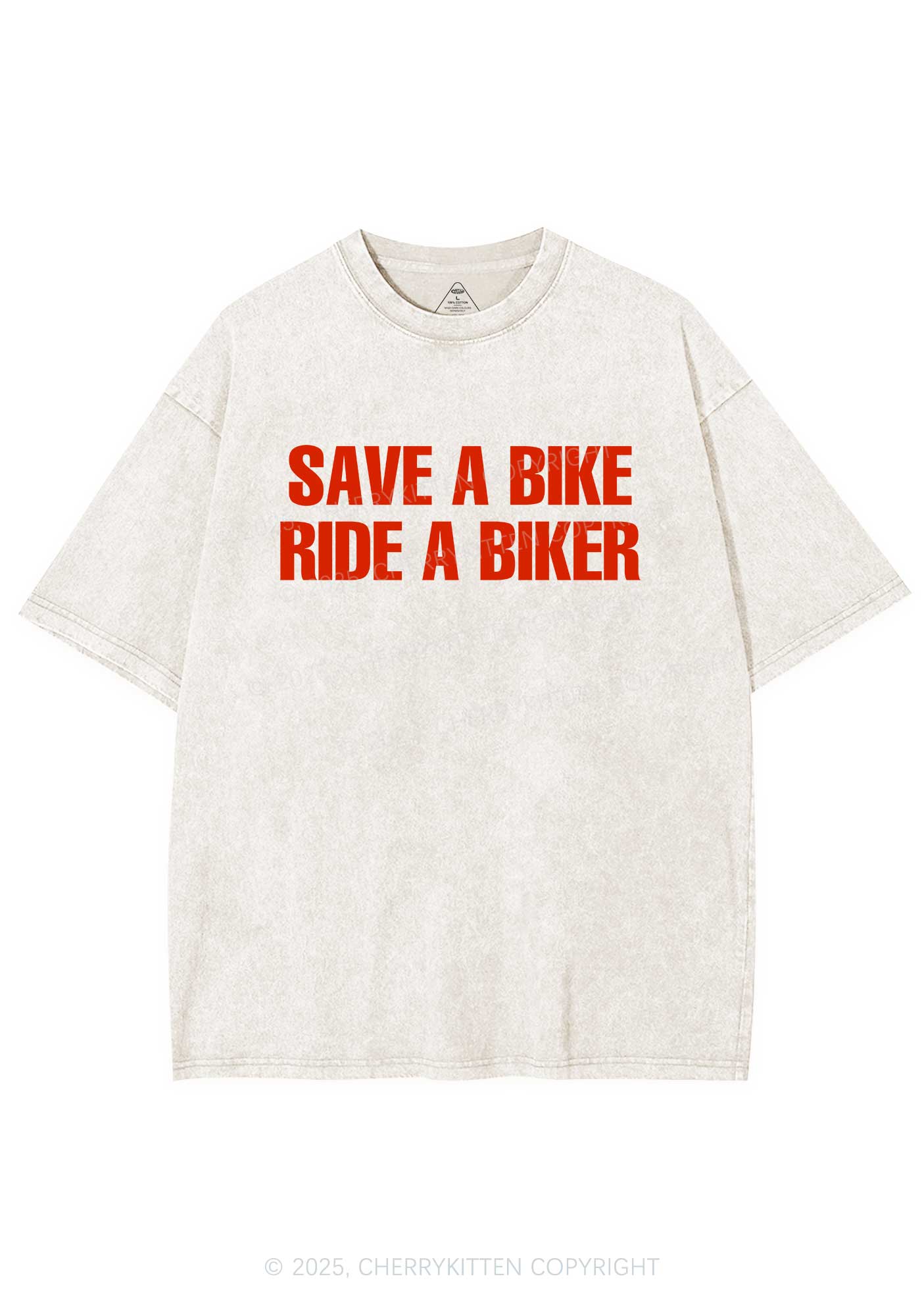 Save Bike Ride Biker Y2K Shirts Washed Tee Cherrykitten - Image 3