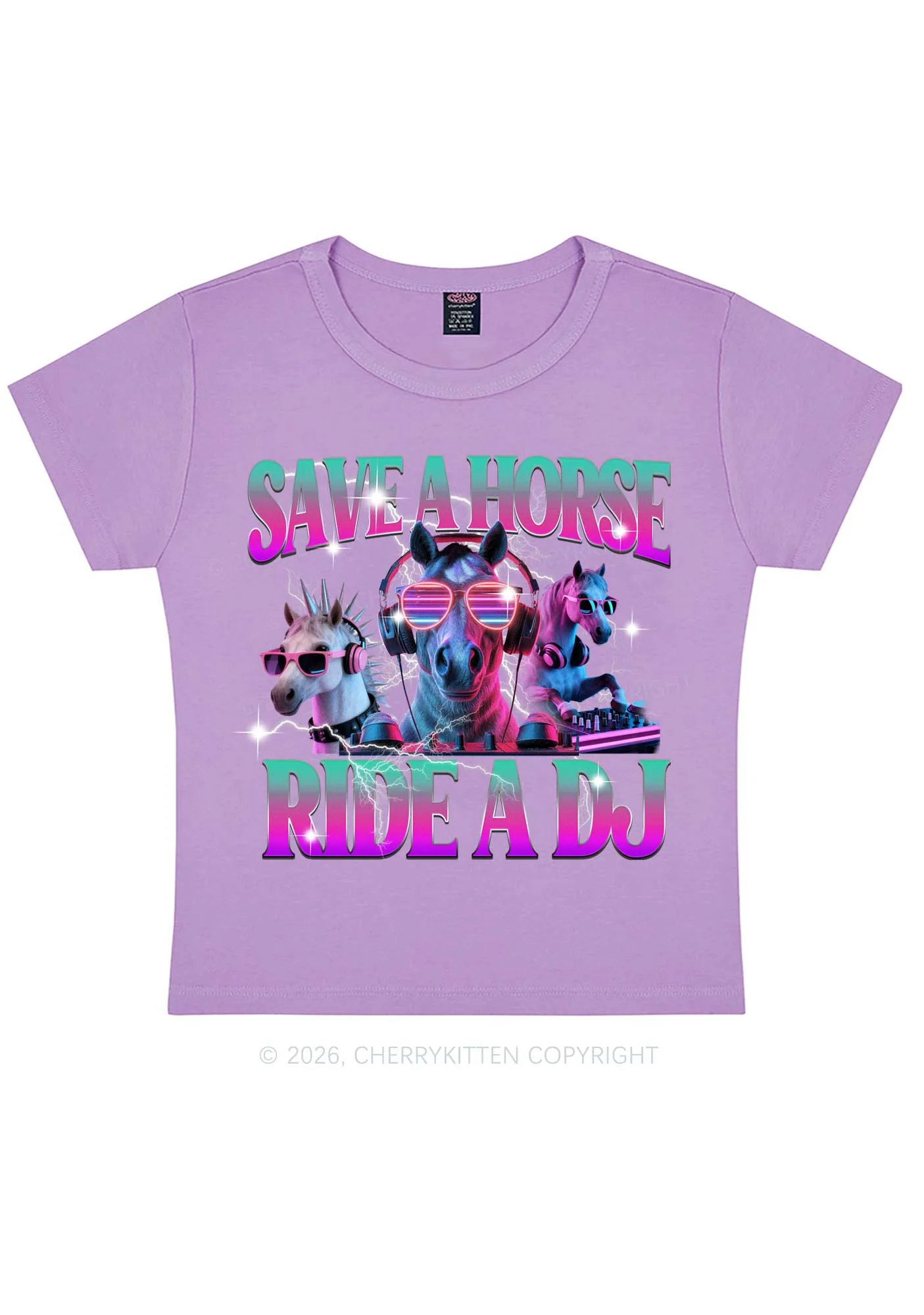 Save DJ Horse Y2K Baby Tee Cherrykitten - Image 5