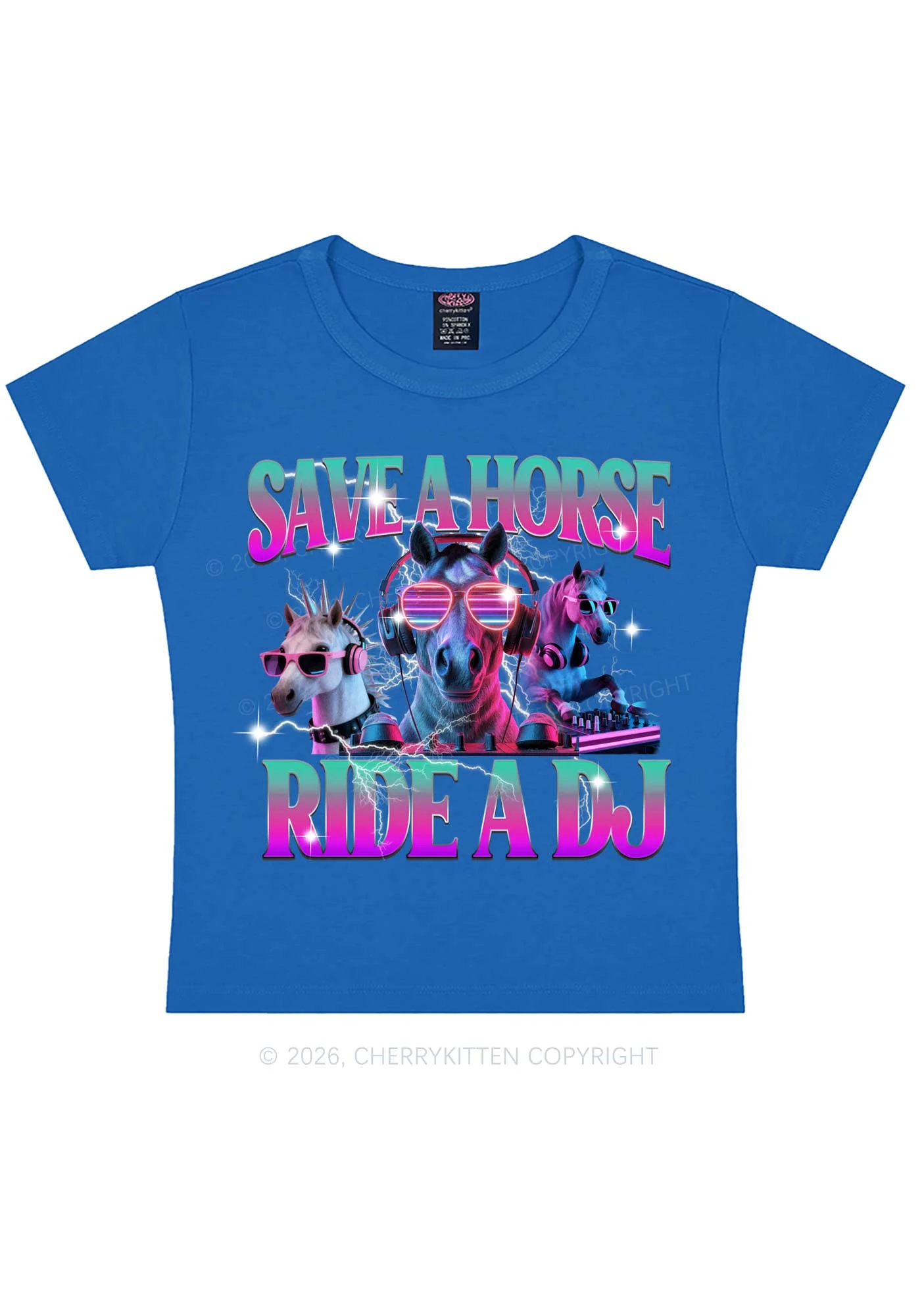 Save DJ Horse Y2K Baby Tee Cherrykitten - Image 8