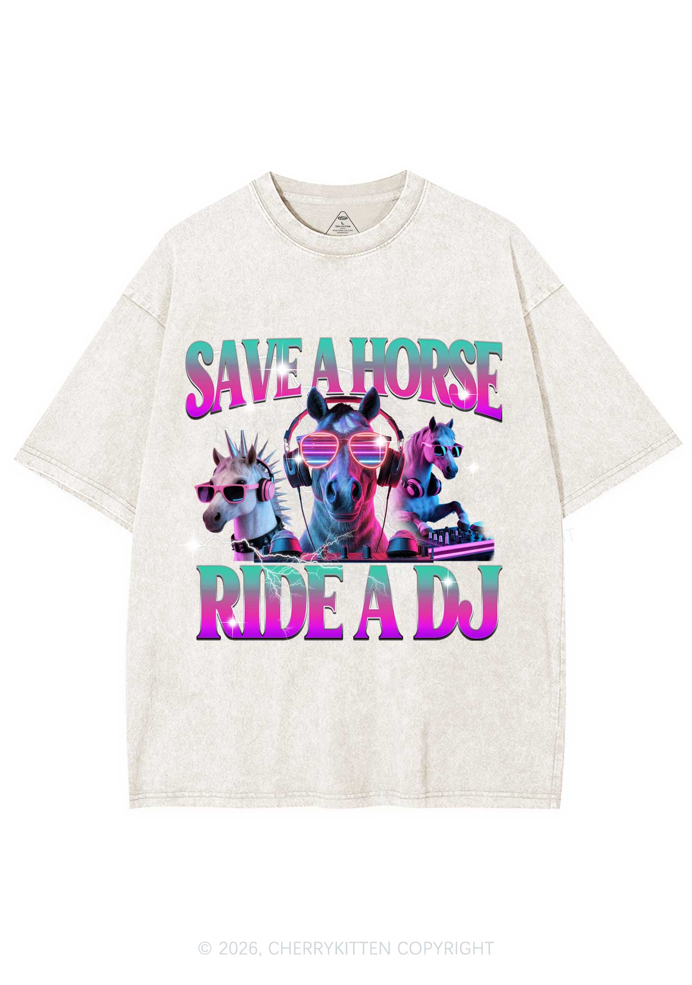Save DJ Horse Y2K Shirts Washed Tee Cherrykitten - Image 3