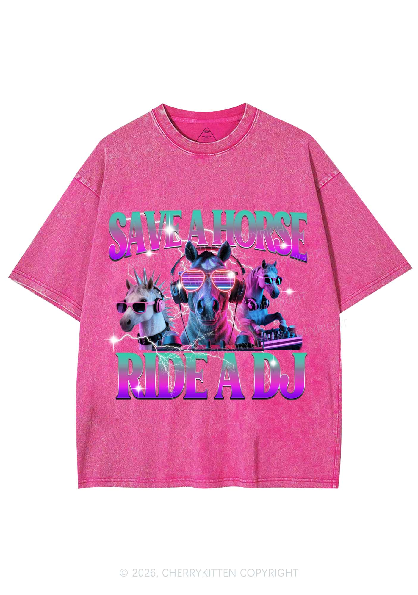 Save DJ Horse Y2K Shirts Washed Tee Cherrykitten - Image 4
