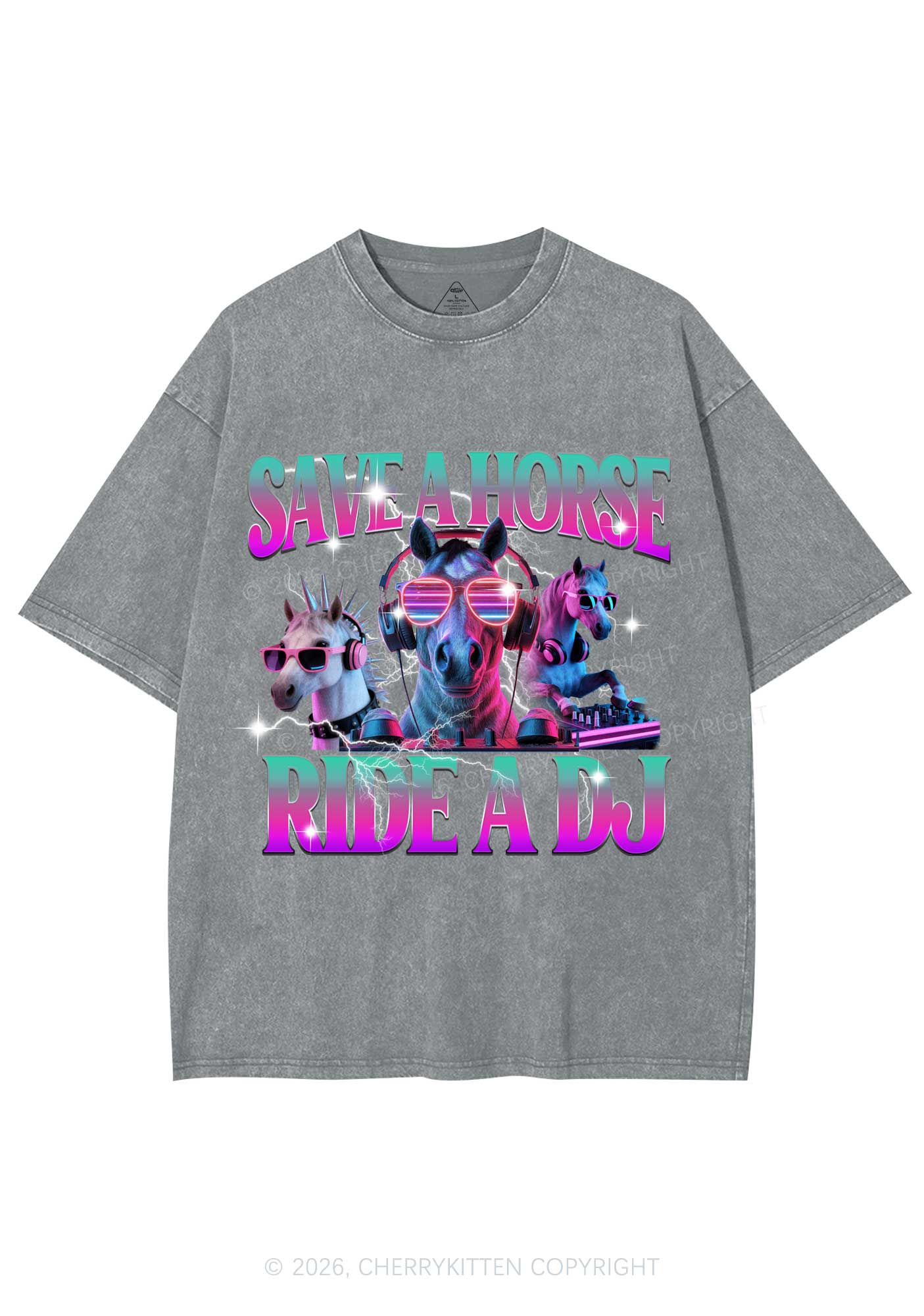 Save DJ Horse Y2K Shirts Washed Tee Cherrykitten - Image 6