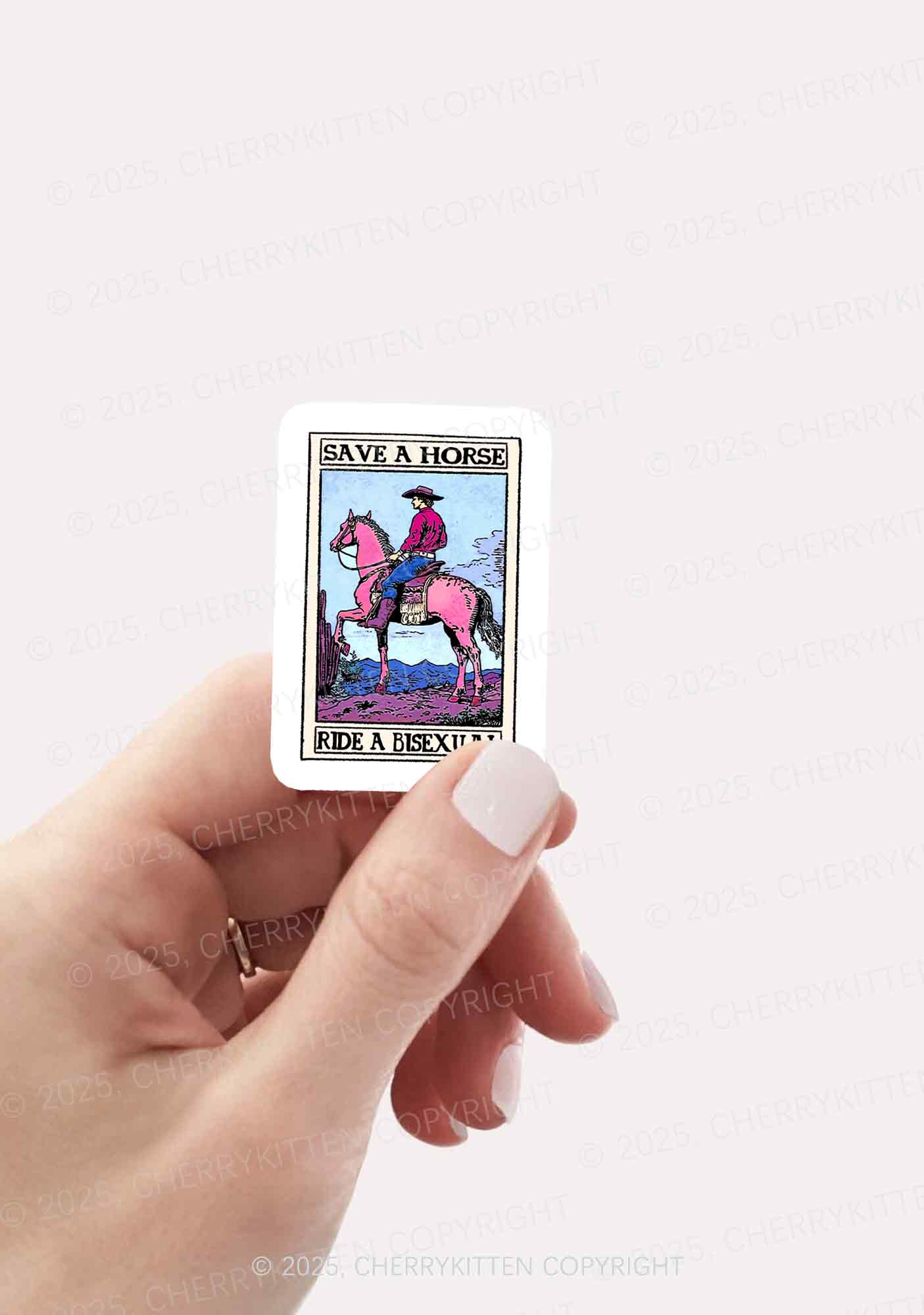Save Horse Ride Bisexual Pride 1Pc Y2K Sticker Cherrykitten - Image 2