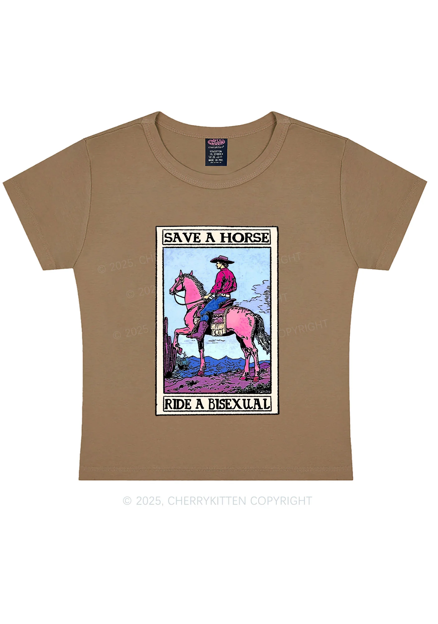 Save Horse Ride Bisexual Pride Y2K Baby Tee Cherrykitten - Image 10