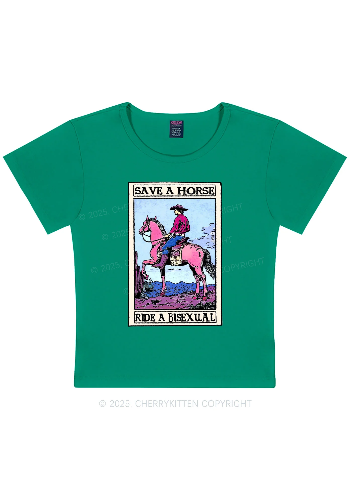 Save Horse Ride Bisexual Pride Y2K Baby Tee Cherrykitten - Image 11