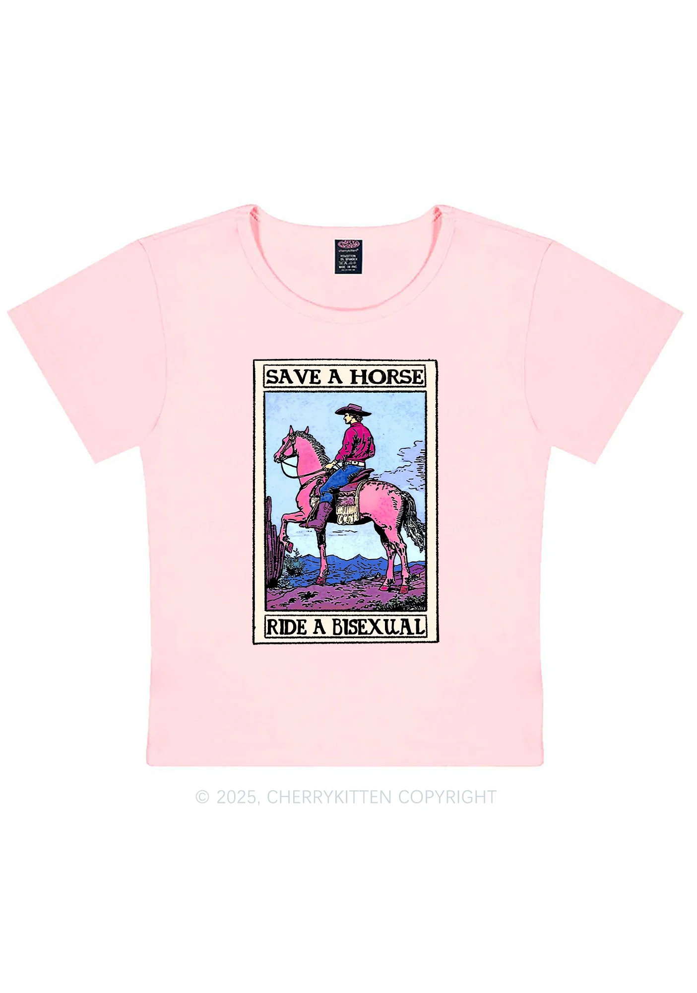 Save Horse Ride Bisexual Pride Y2K Baby Tee Cherrykitten - Image 12