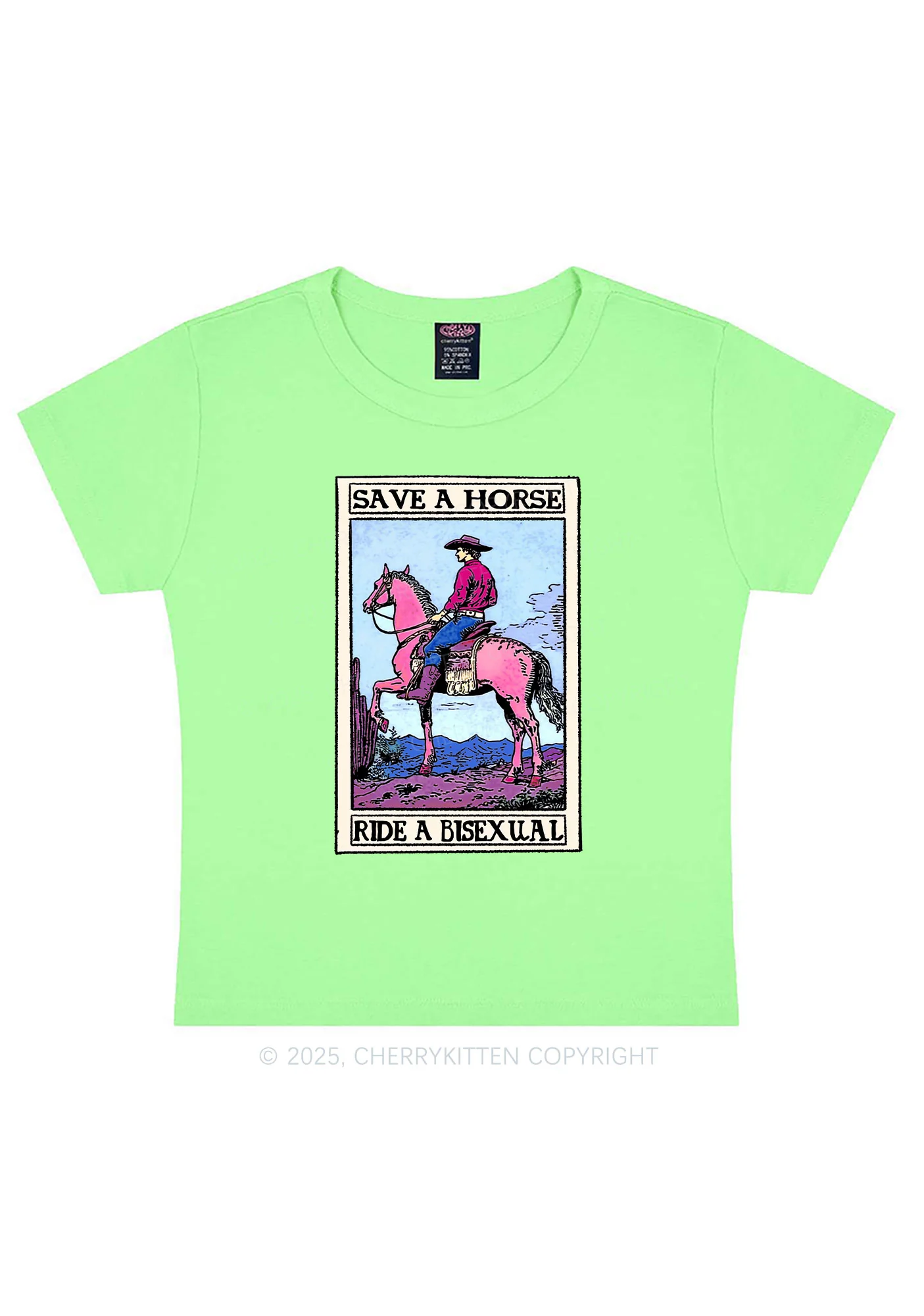 Save Horse Ride Bisexual Pride Y2K Baby Tee Cherrykitten - Image 13