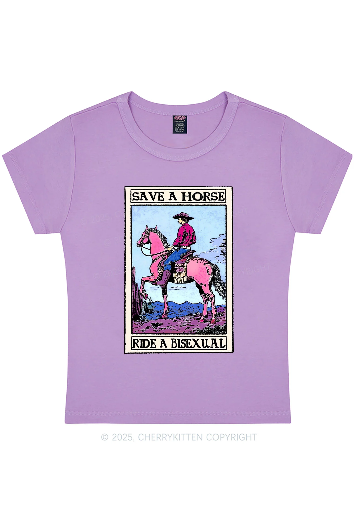 Save Horse Ride Bisexual Pride Y2K Baby Tee Cherrykitten - Image 5