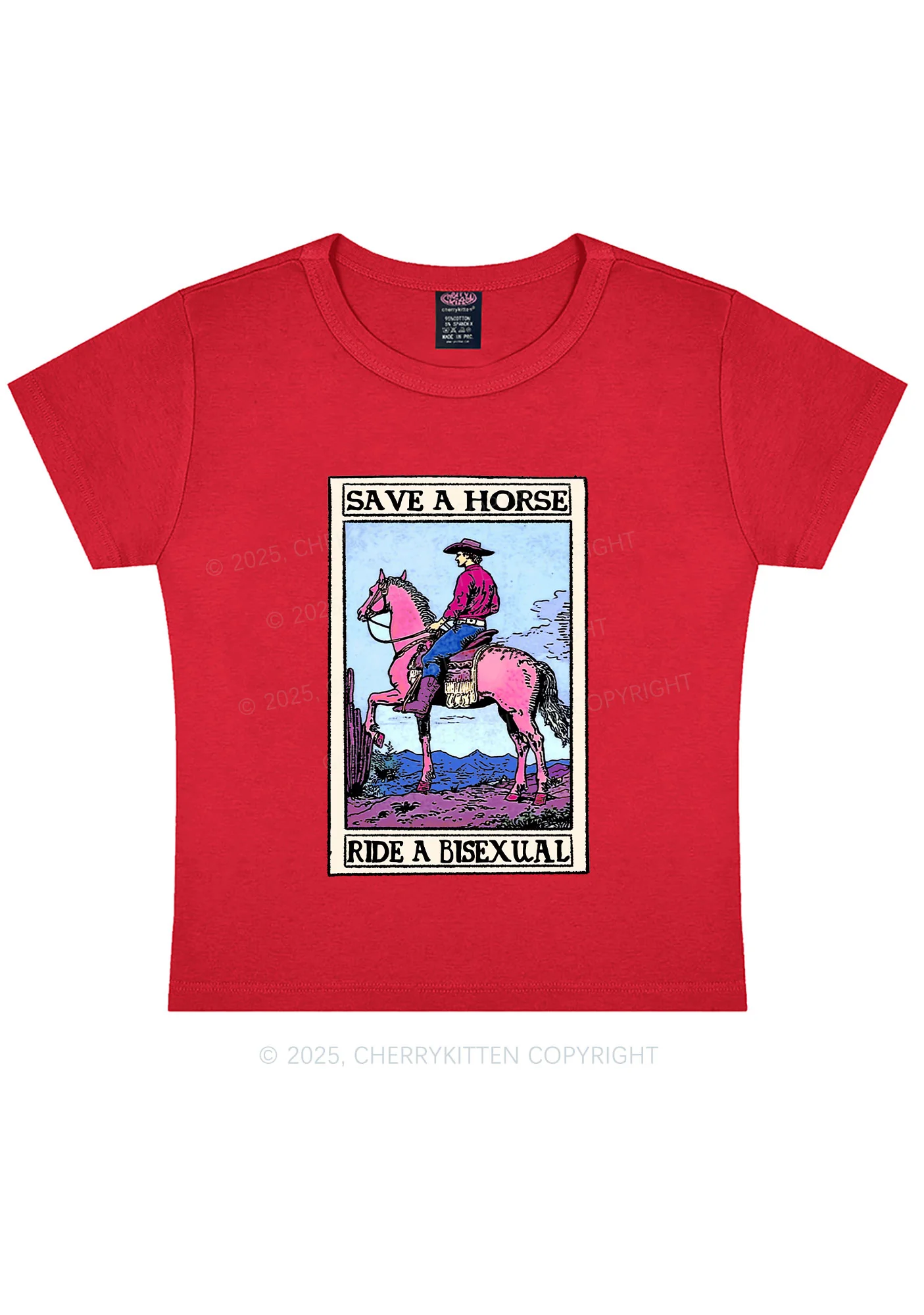 Save Horse Ride Bisexual Pride Y2K Baby Tee Cherrykitten - Image 8