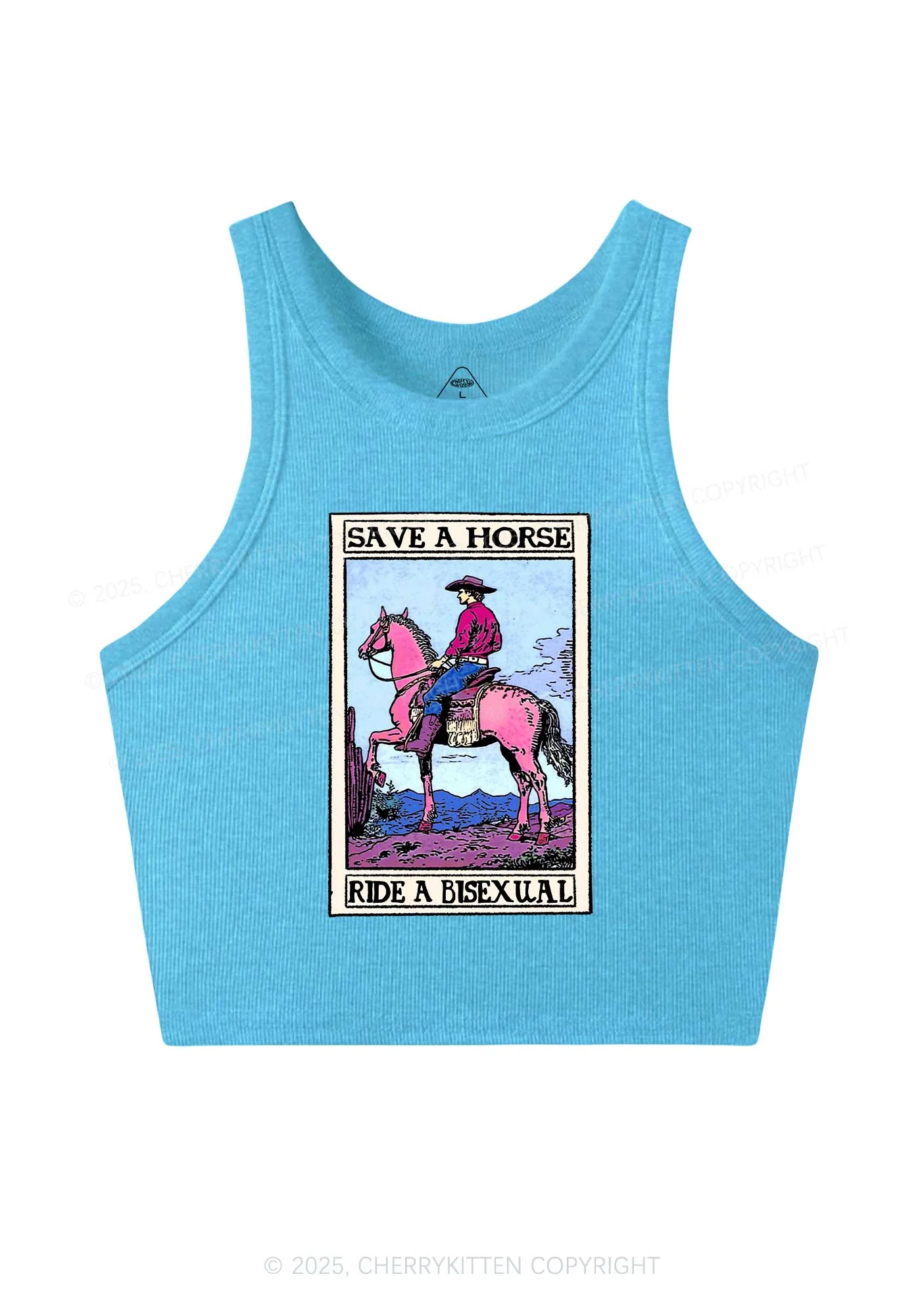Save Horse Ride Bisexual Pride Y2K Crop Tank Top Cherrykitten - Image 4