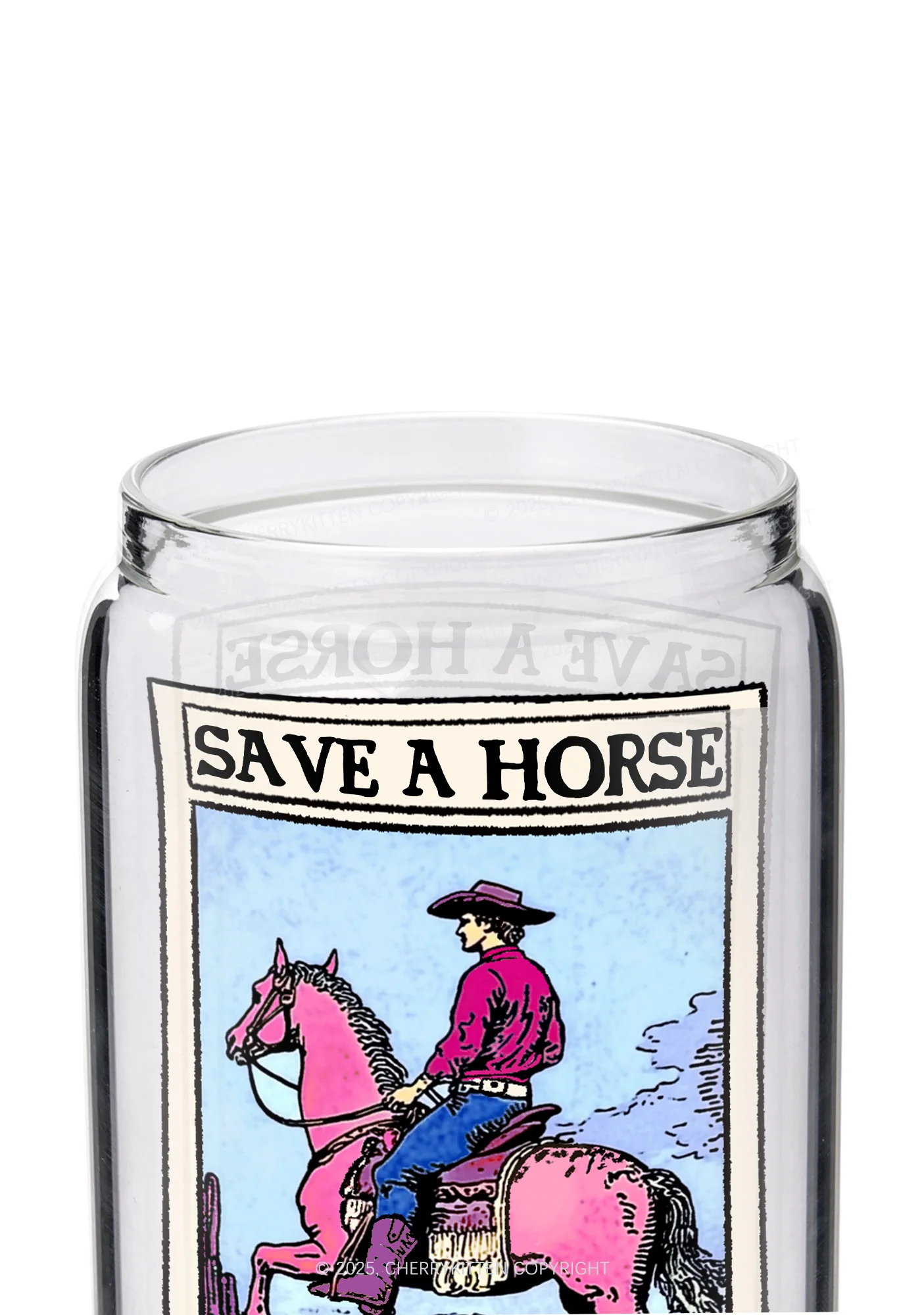 Save Horse Ride Bisexual Pride Y2K Printed Glass Cup Cherrykitten - Image 2