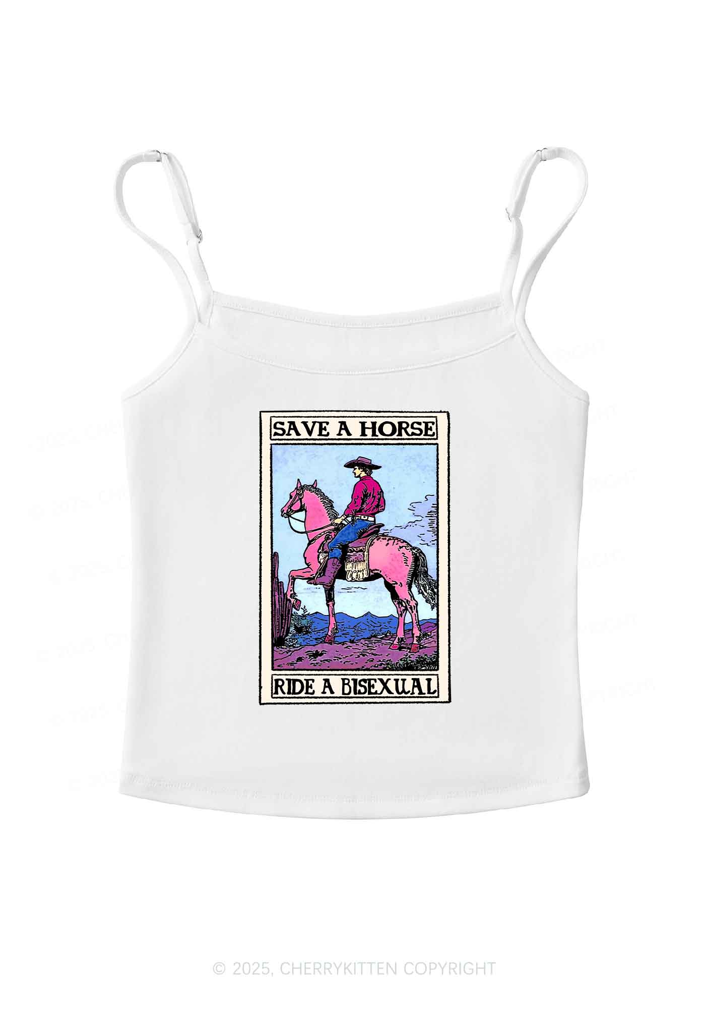 Save Horse Ride Bisexual Pride Y2K Spaghetti Strap Cami Cherrykitten - Image 4
