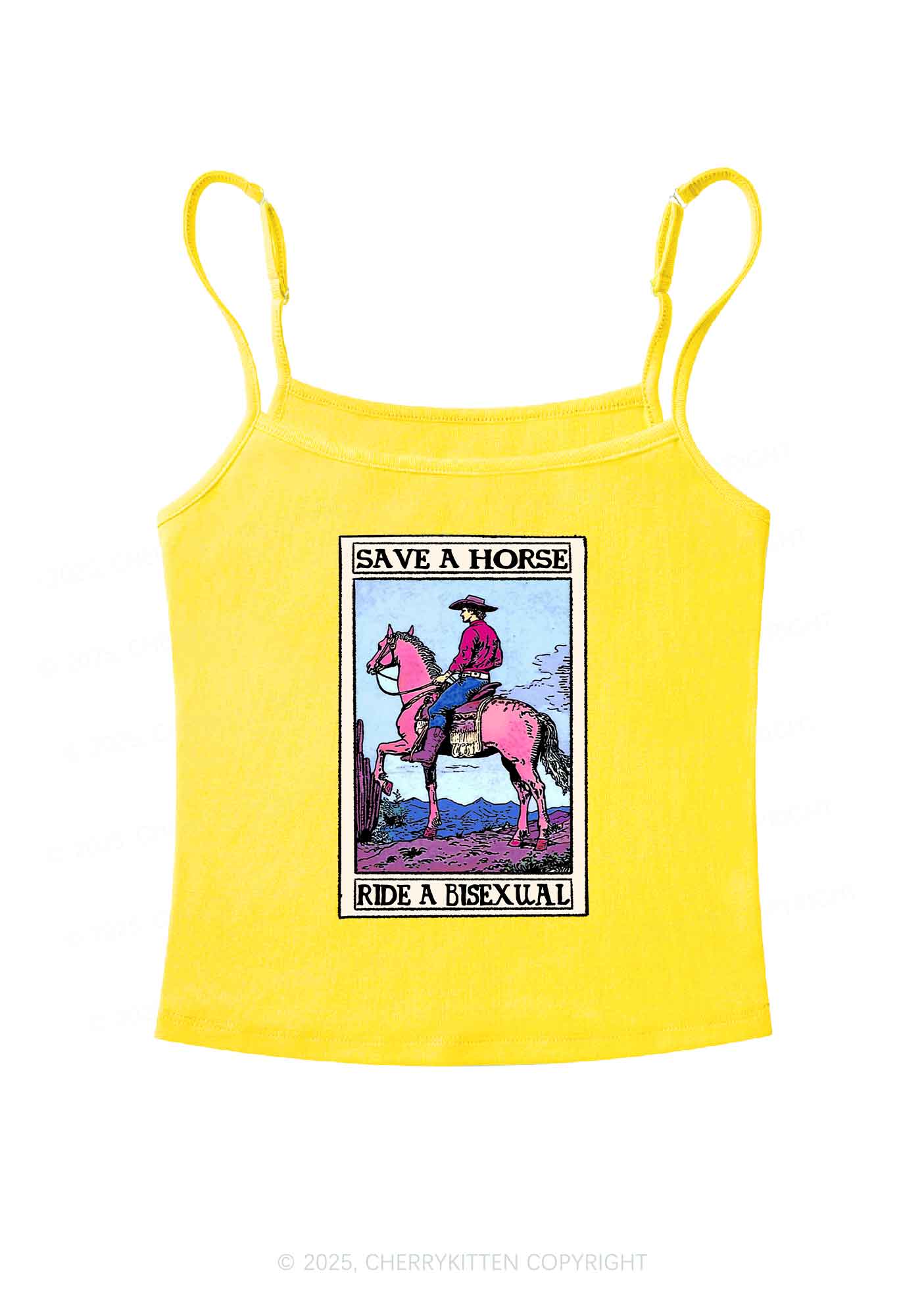 Save Horse Ride Bisexual Pride Y2K Spaghetti Strap Cami Cherrykitten - Image 5