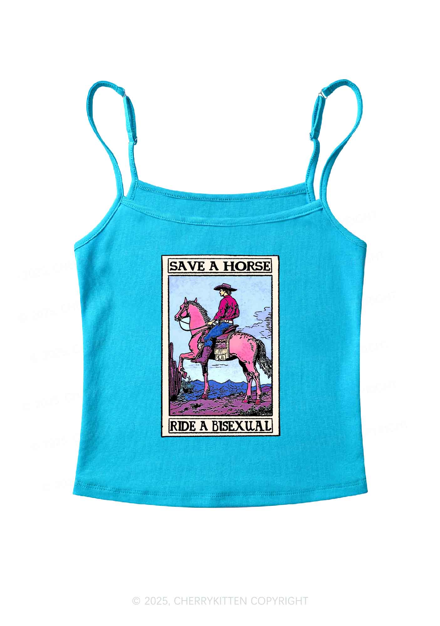 Save Horse Ride Bisexual Pride Y2K Spaghetti Strap Cami Cherrykitten - Image 6
