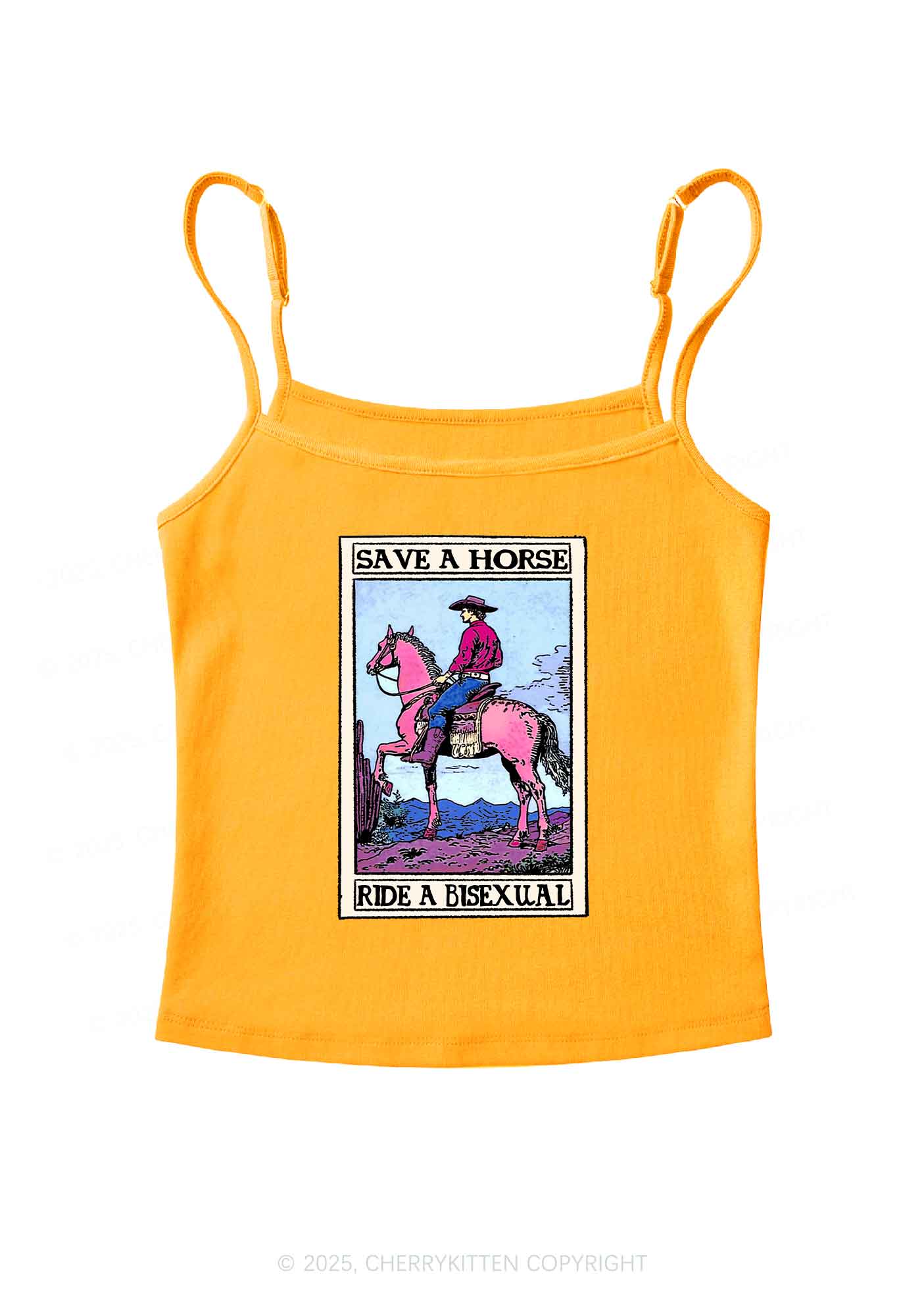 Save Horse Ride Bisexual Pride Y2K Spaghetti Strap Cami Cherrykitten - Image 7