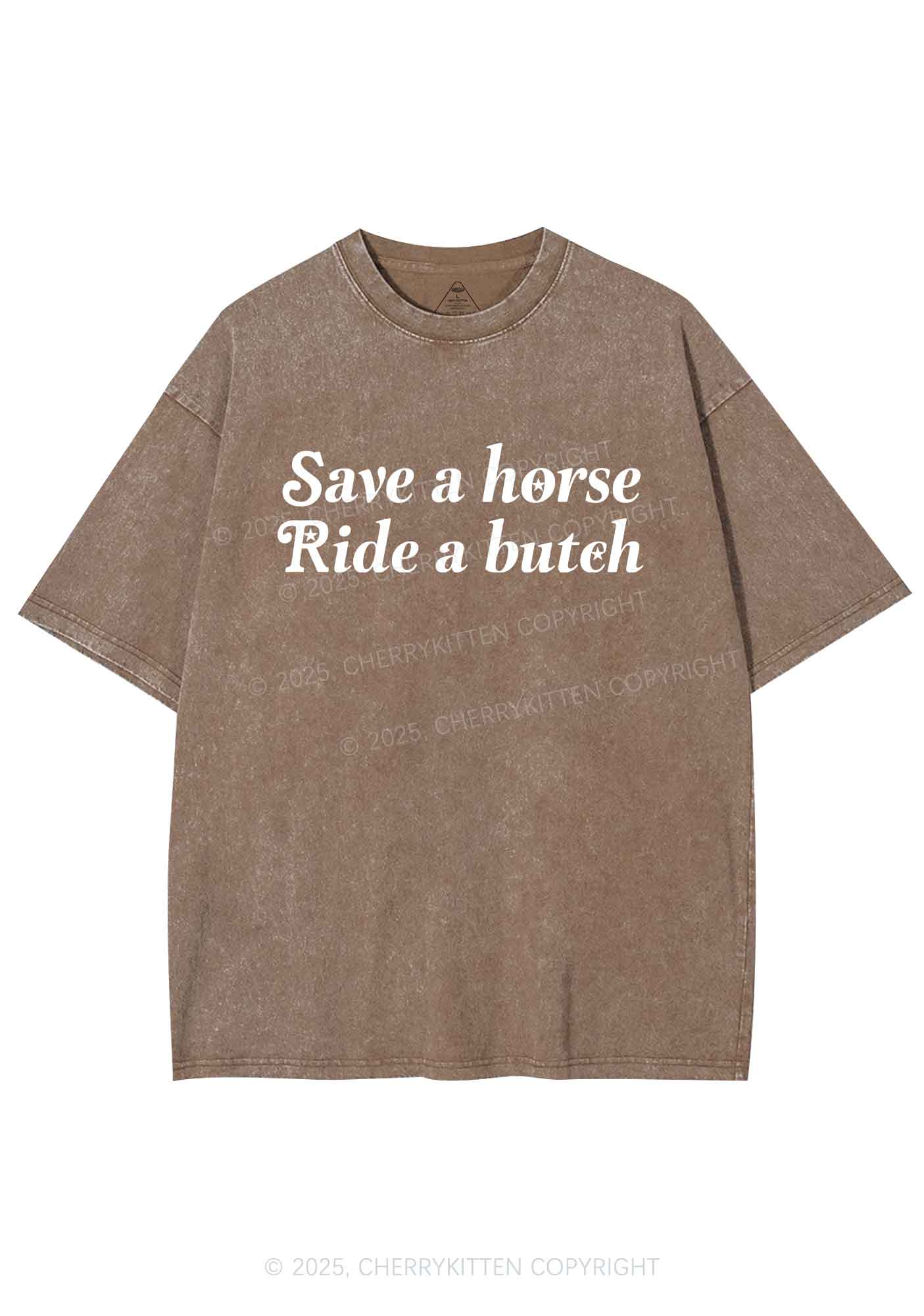 Save Horse Ride Butch Y2K Shirts Washed Tee Cherrykitten - Image 7