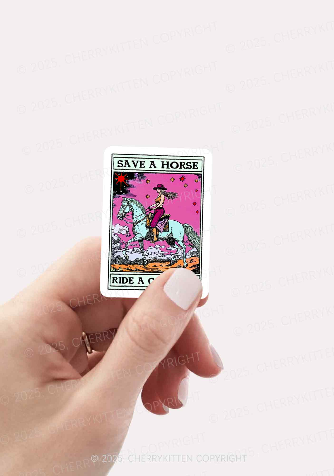 Save Horse Ride Cowgirl Pride 1Pc Y2K Sticker Cherrykitten - Image 2