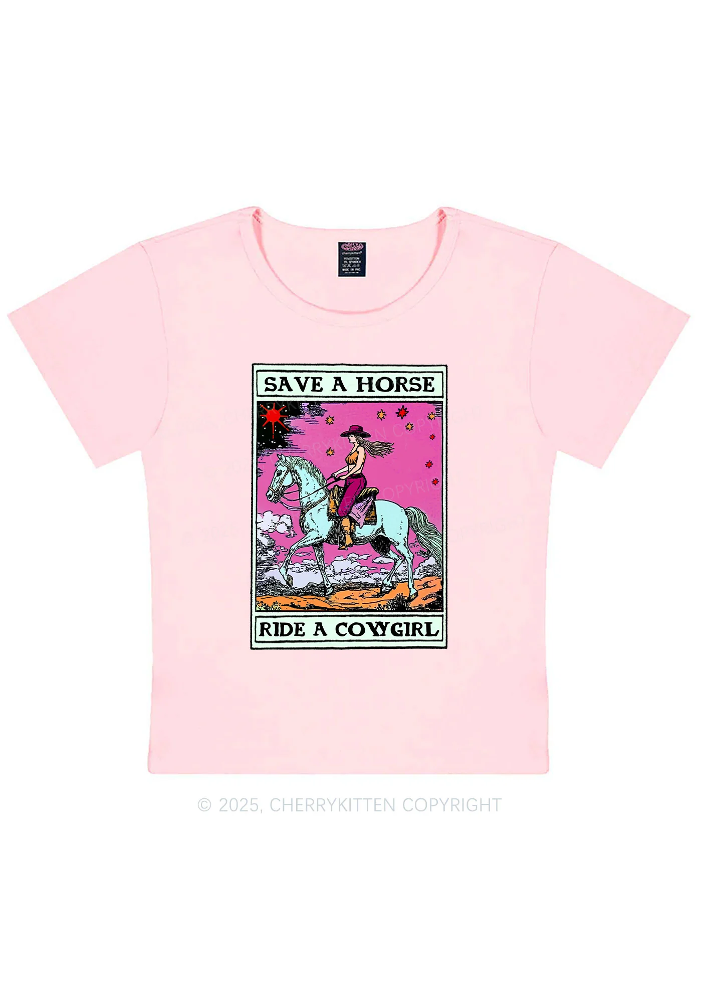 Save Horse Ride Cowgirl Pride Y2K Baby Tee Cherrykitten - Image 10