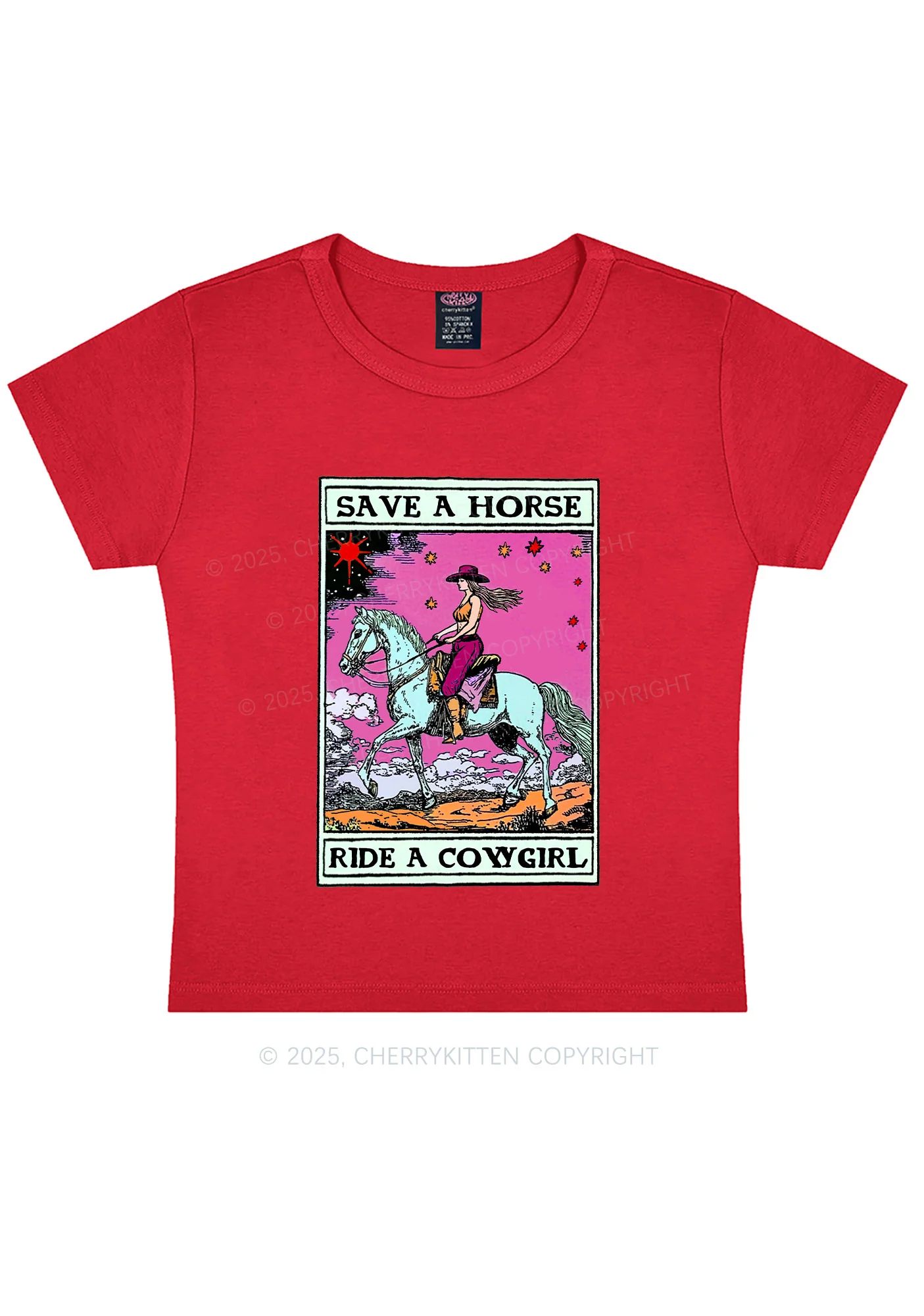 Save Horse Ride Cowgirl Pride Y2K Baby Tee Cherrykitten - Image 12