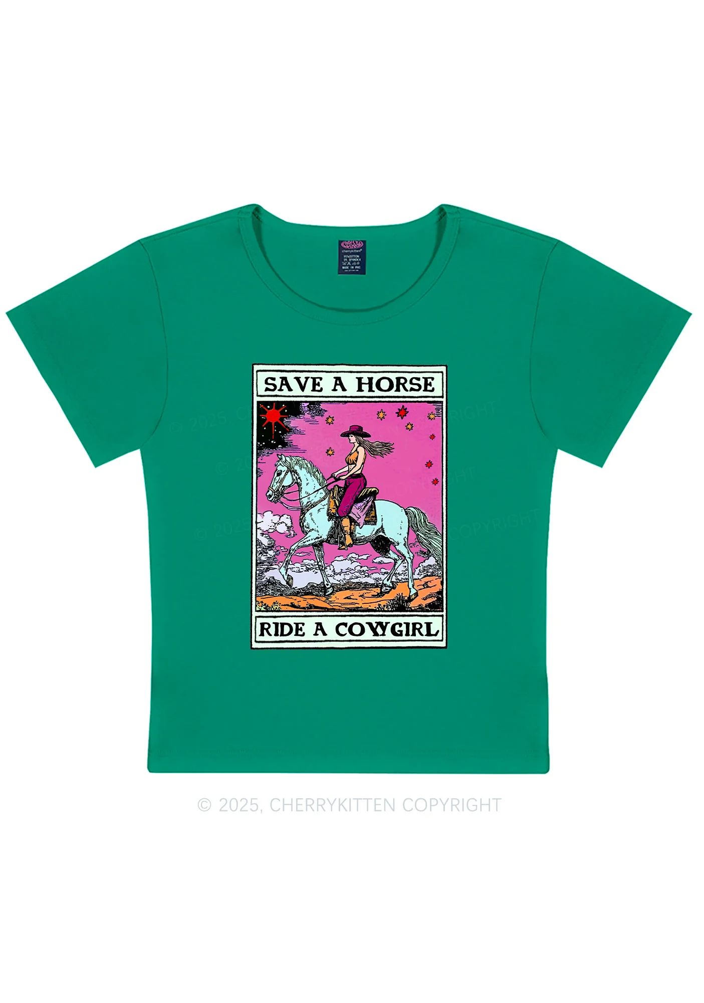 Save Horse Ride Cowgirl Pride Y2K Baby Tee Cherrykitten - Image 13