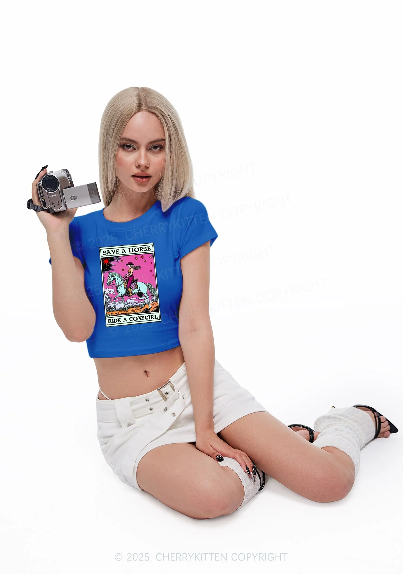 Save Horse Ride Cowgirl Pride Y2K Baby Tee Cherrykitten - Image 2