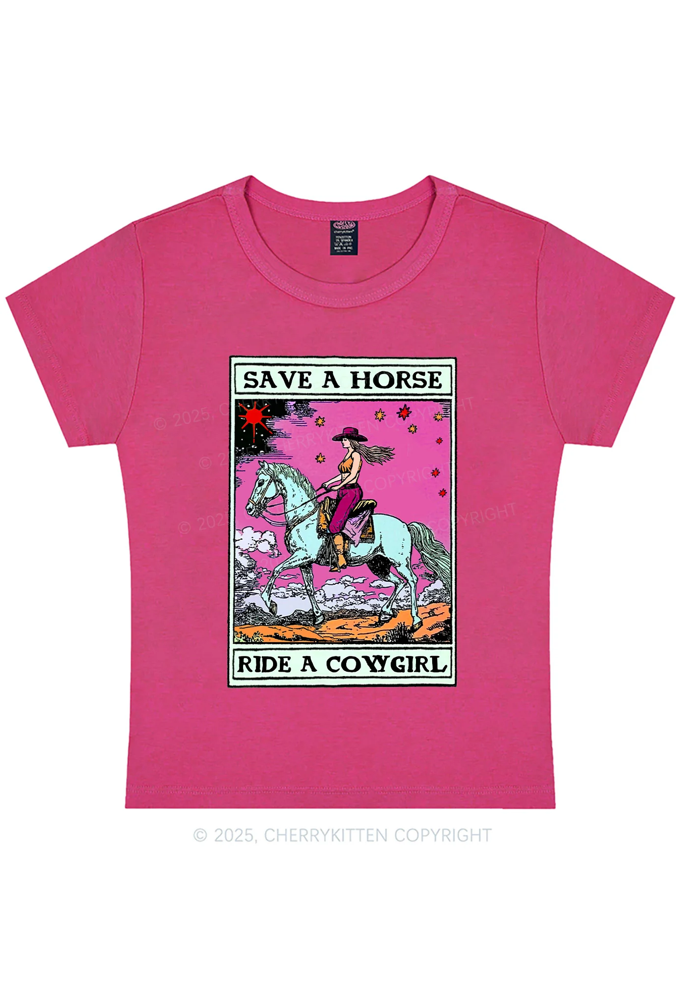 Save Horse Ride Cowgirl Pride Y2K Baby Tee Cherrykitten - Image 6