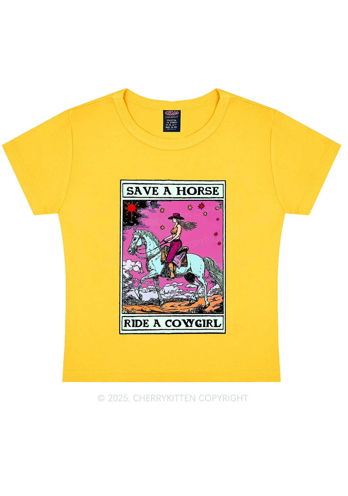 Save Horse Ride Cowgirl Pride Y2K Baby Tee Cherrykitten - Image 8