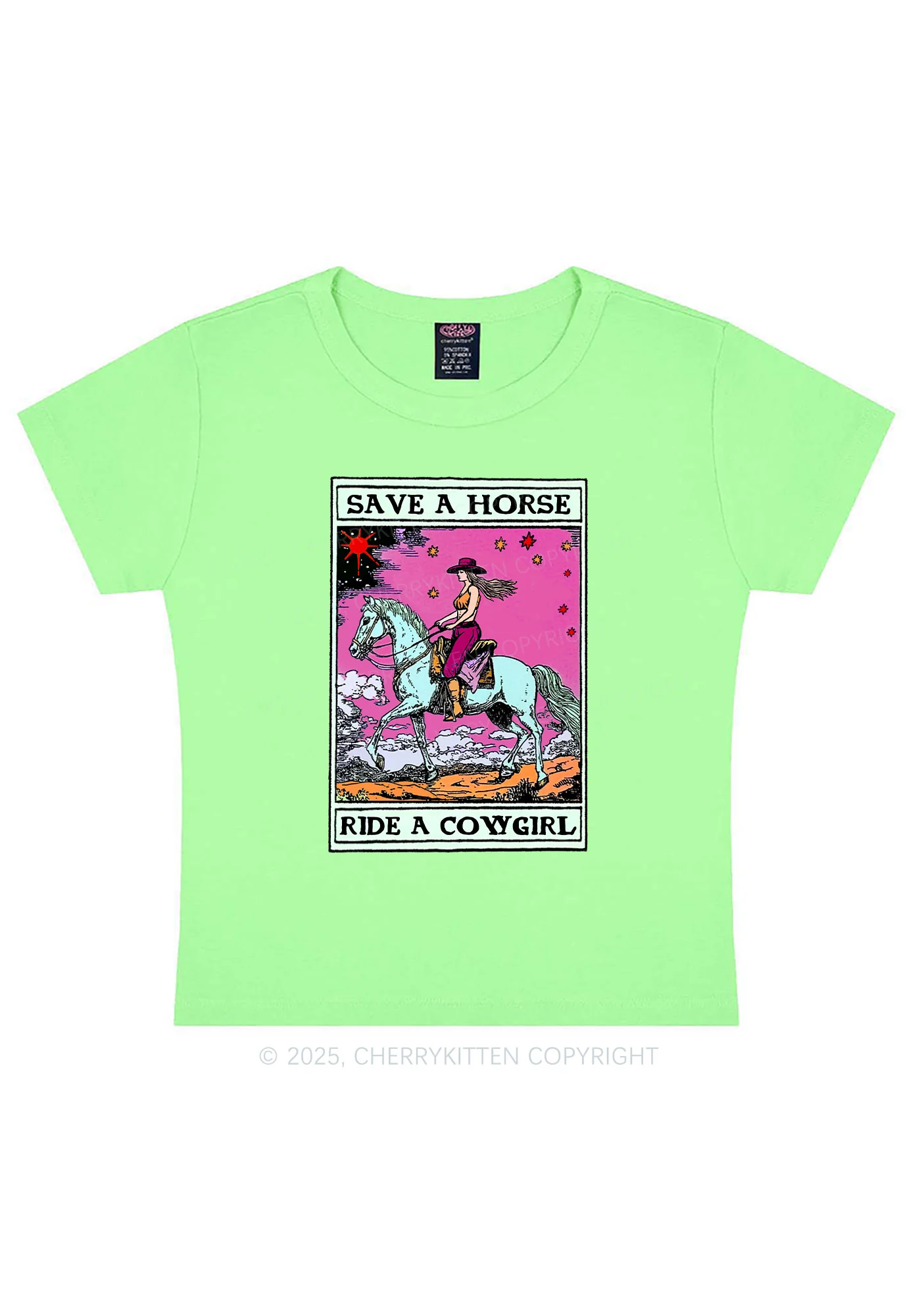 Save Horse Ride Cowgirl Pride Y2K Baby Tee Cherrykitten - Image 9