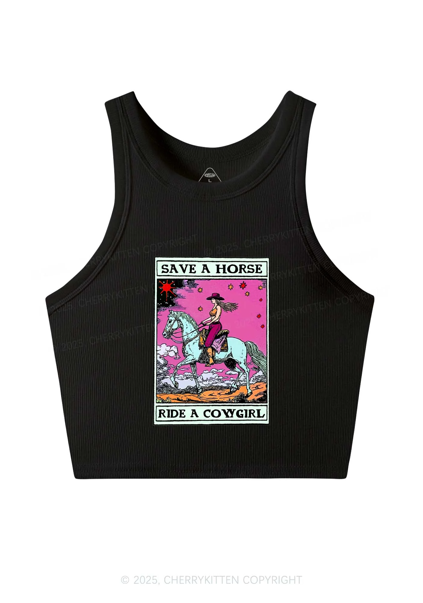 Save Horse Ride Cowgirl Pride Y2K Crop Tank Top Cherrykitten - Image 3