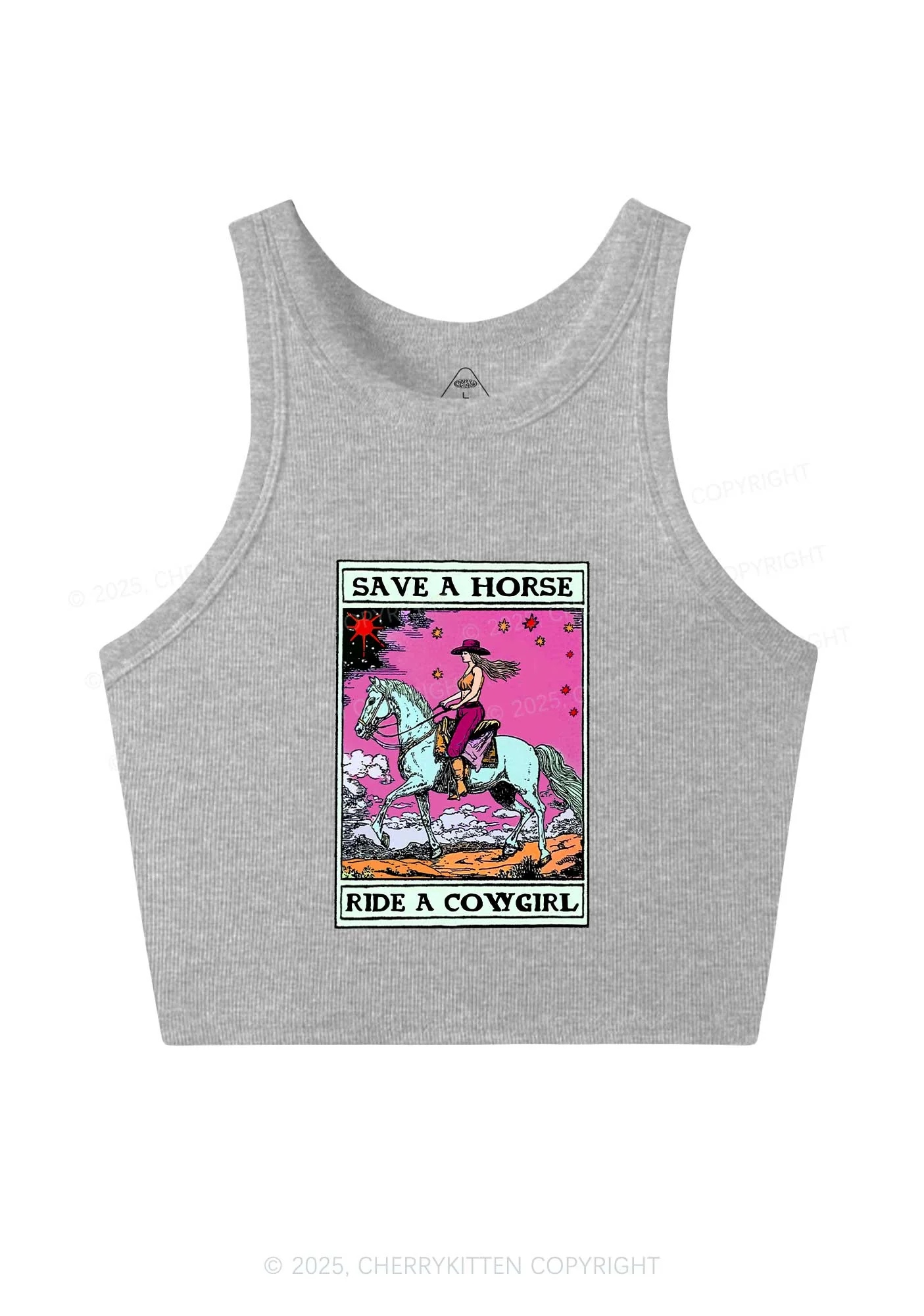 Save Horse Ride Cowgirl Pride Y2K Crop Tank Top Cherrykitten - Image 4