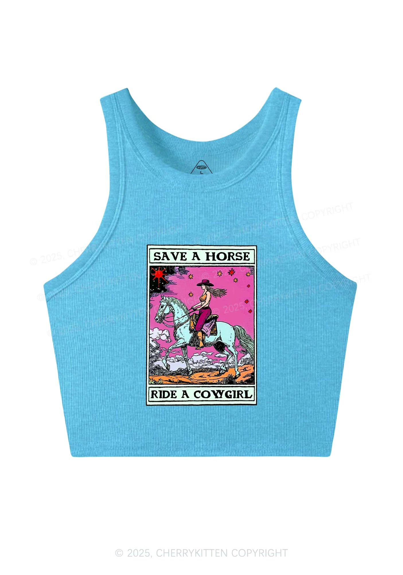 Save Horse Ride Cowgirl Pride Y2K Crop Tank Top Cherrykitten - Image 5