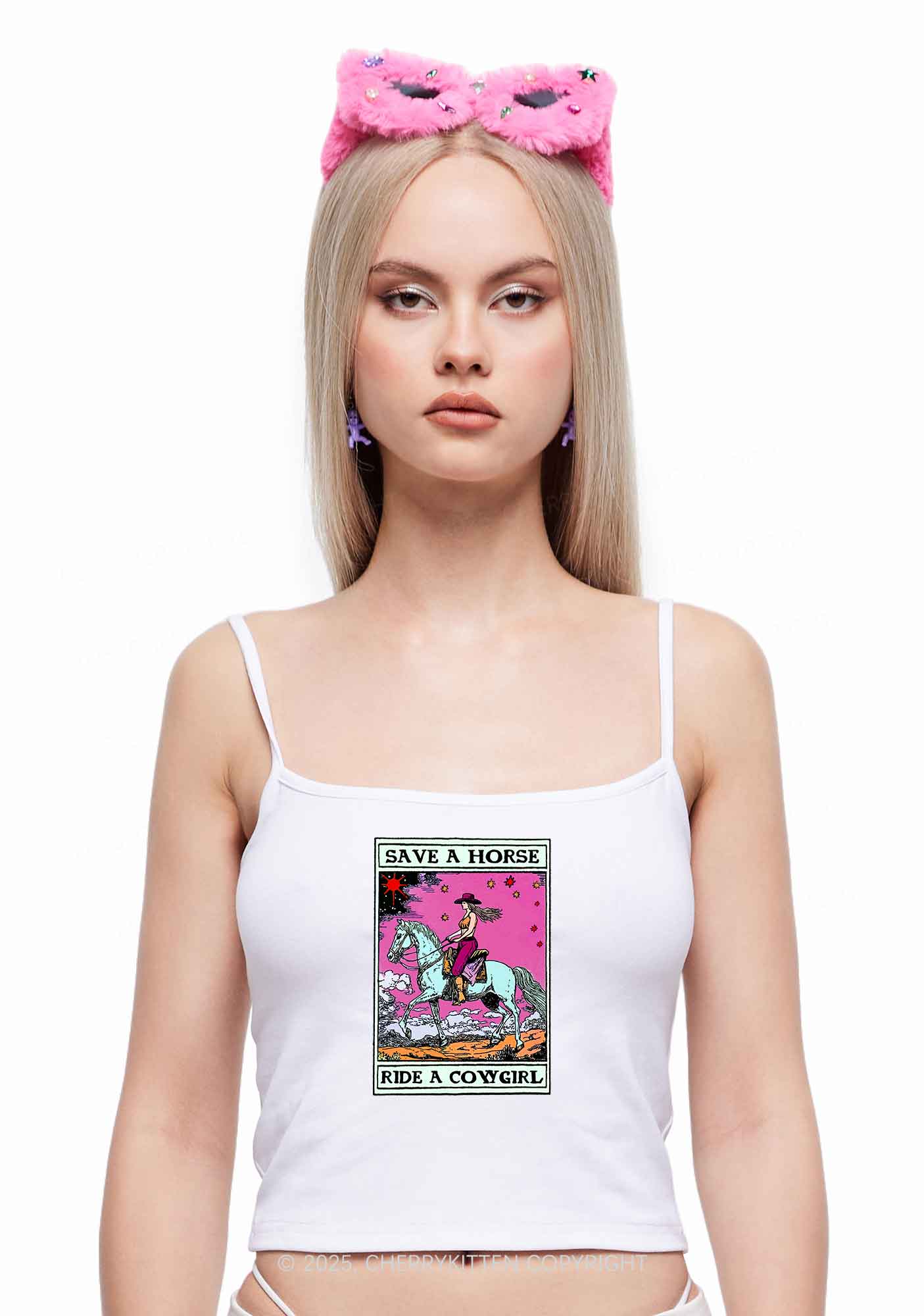 Save Horse Ride Cowgirl Pride Y2K Spaghetti Strap Cami Cherrykitten - Image 2