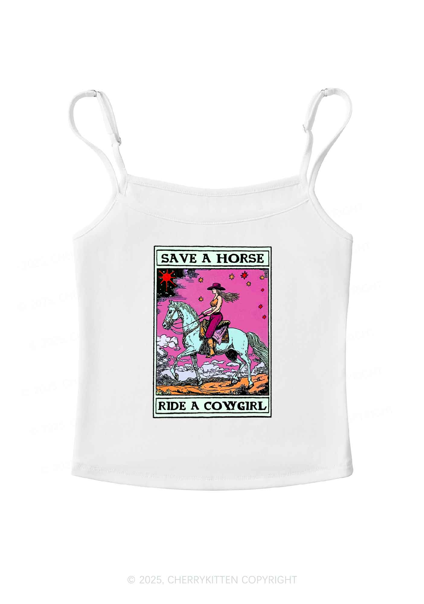 Save Horse Ride Cowgirl Pride Y2K Spaghetti Strap Cami Cherrykitten - Image 3