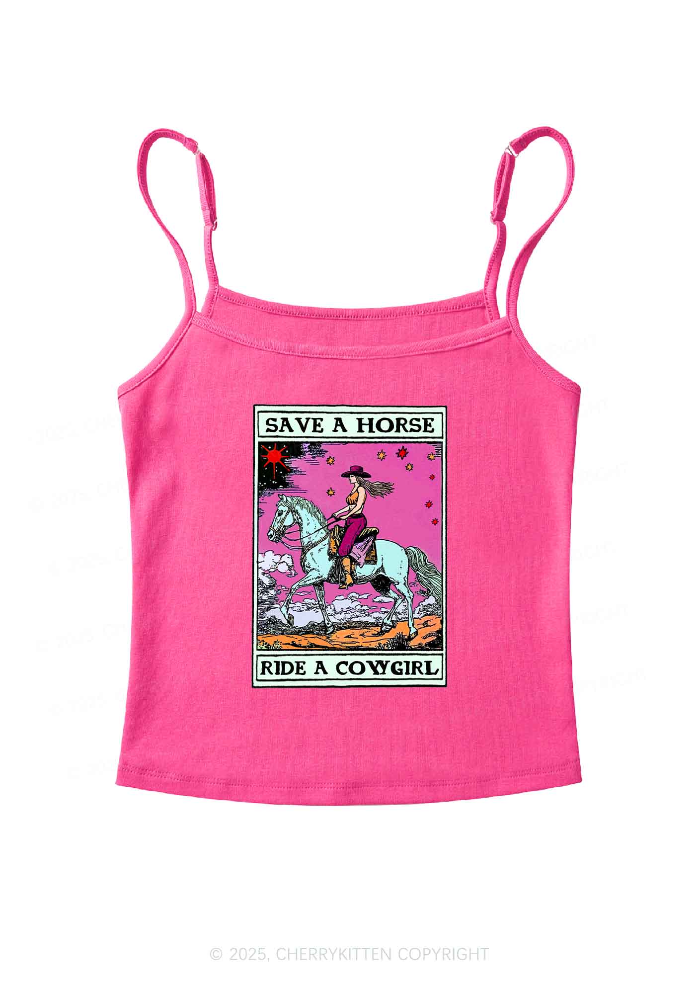 Save Horse Ride Cowgirl Pride Y2K Spaghetti Strap Cami Cherrykitten - Image 4