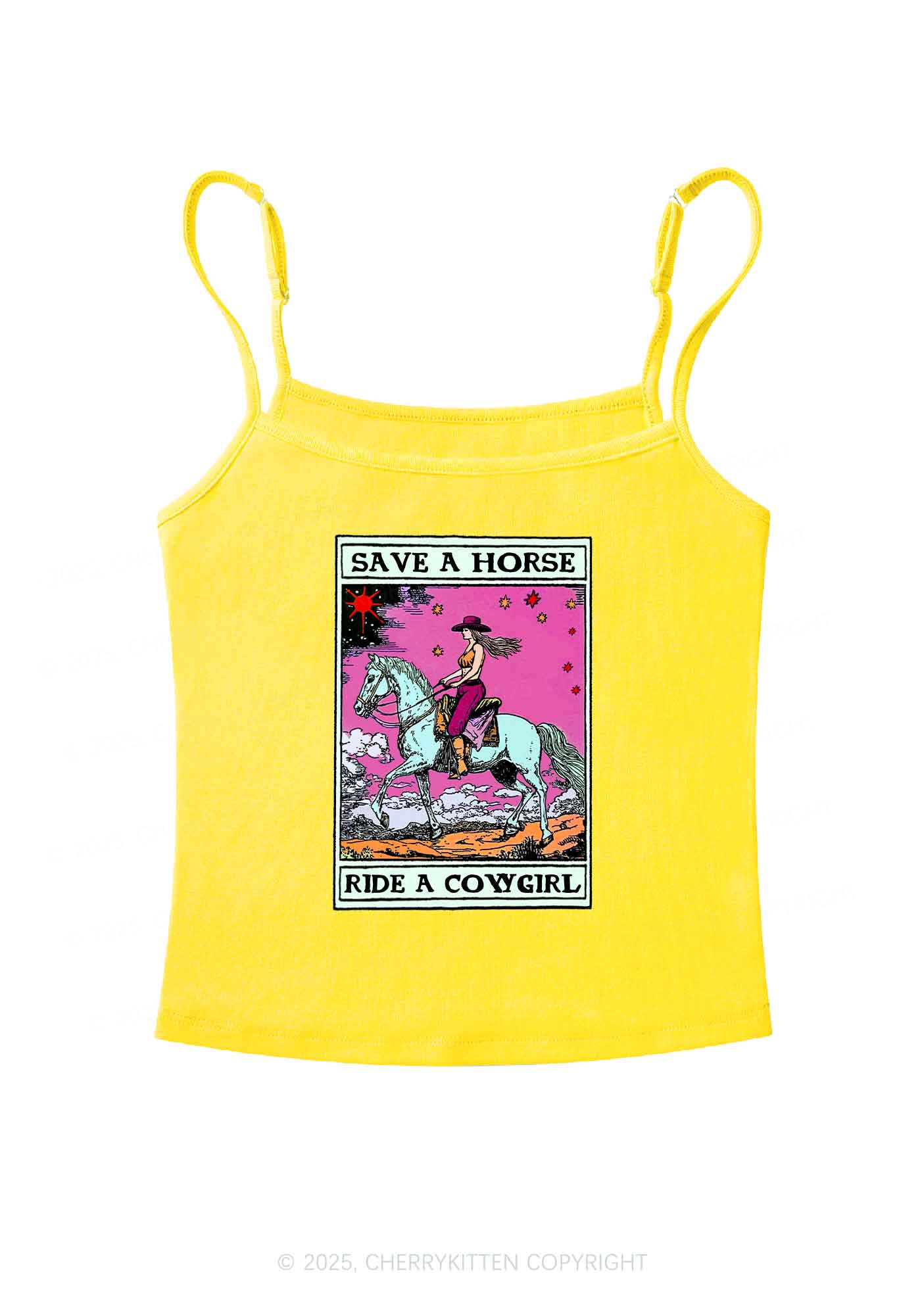 Save Horse Ride Cowgirl Pride Y2K Spaghetti Strap Cami Cherrykitten - Image 5