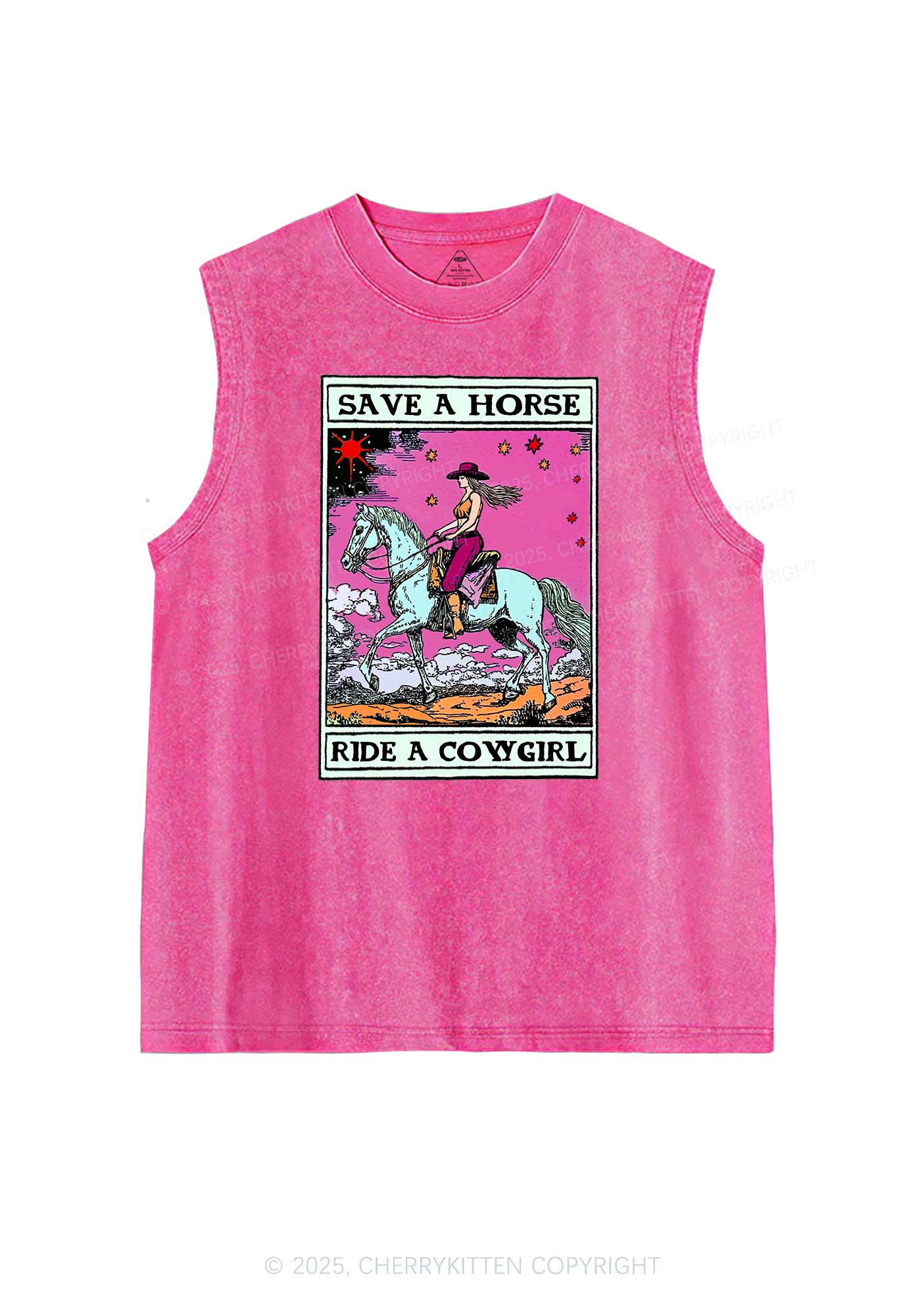 Save Horse Ride Cowgirl Pride Y2K Washed Muscle Tank Cherrykitten - Image 4